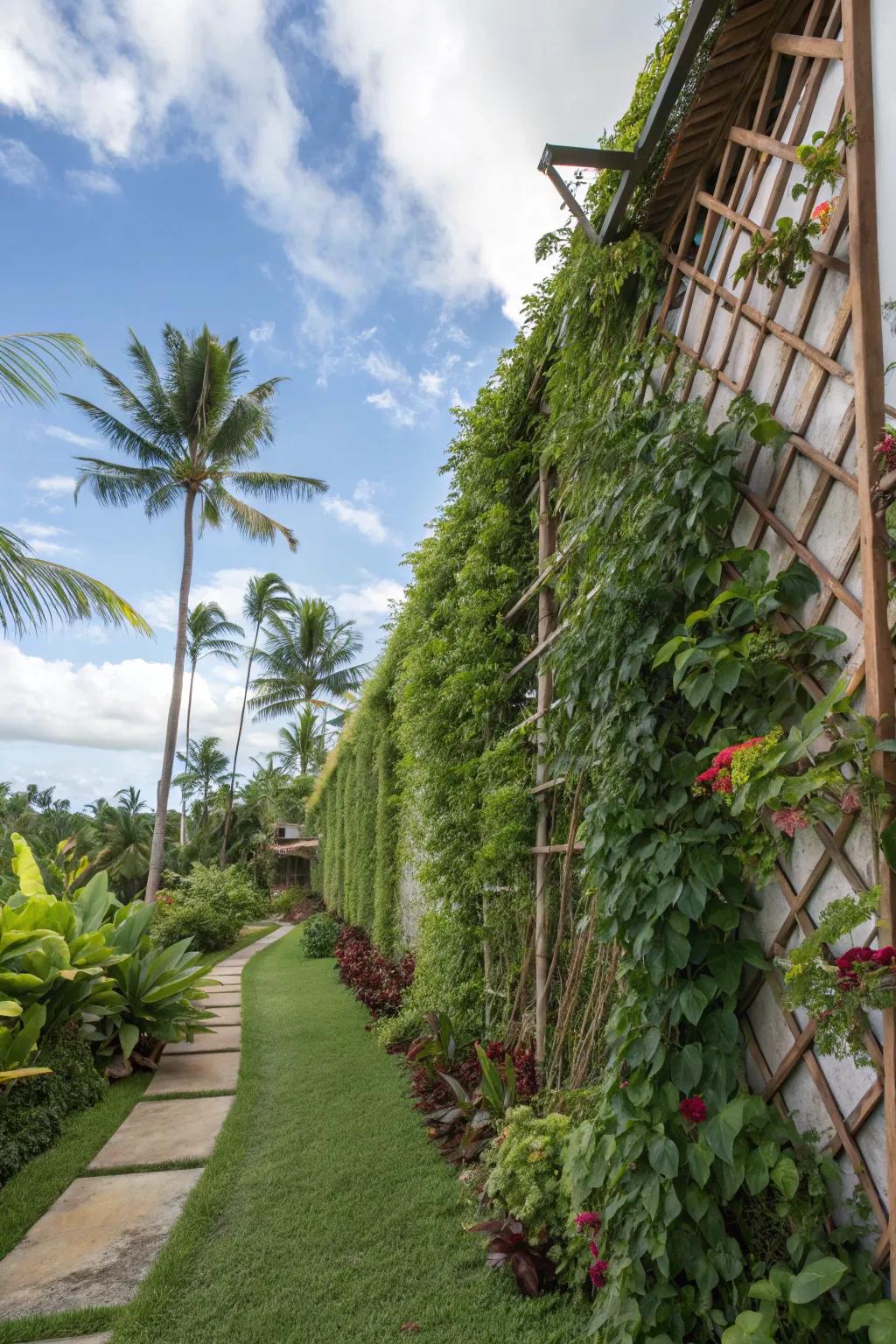 Vertical sanctuaries injecting lush greenery into limited zones.