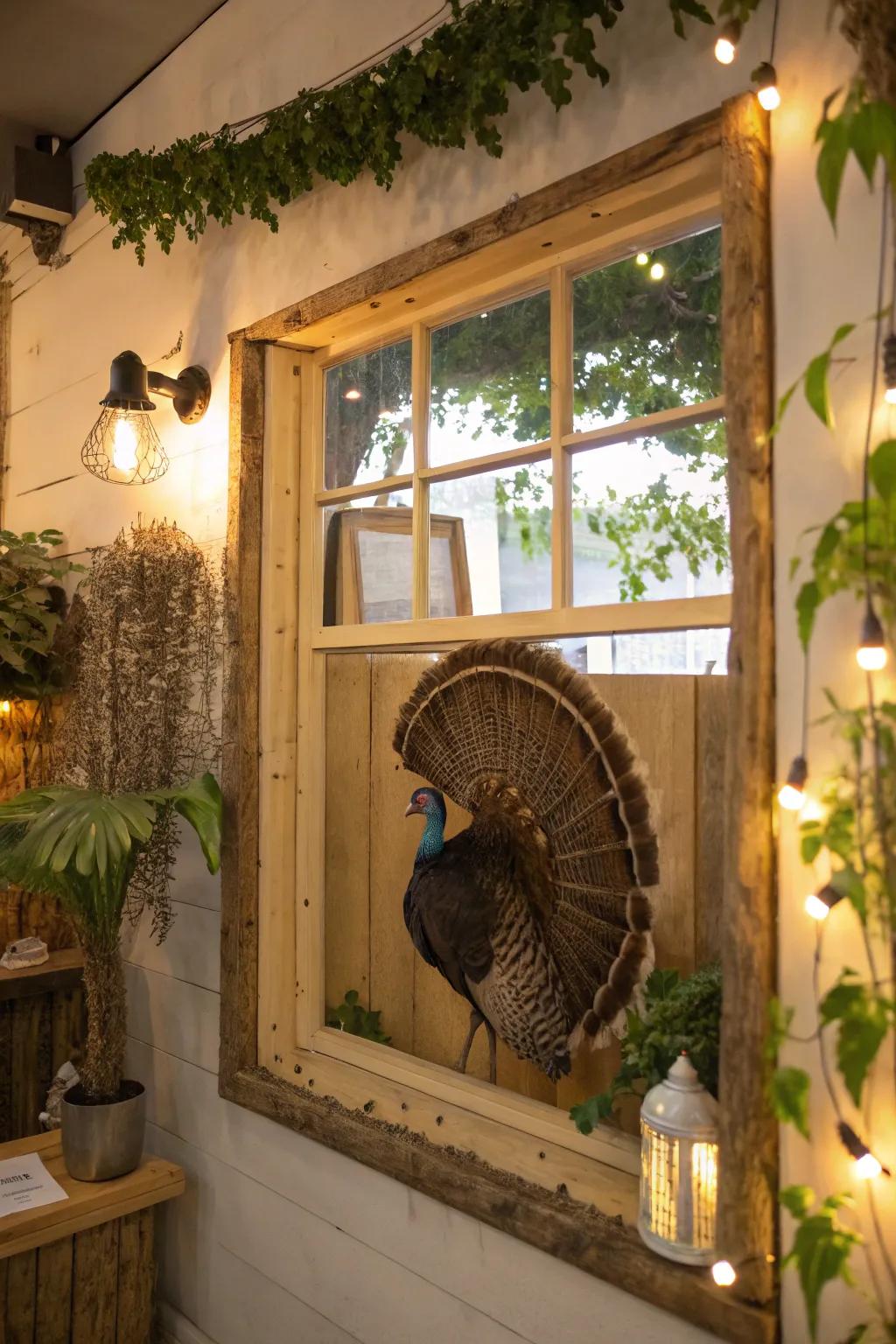 Renewed resources give a turkey fan display a unique, sustainable flair.