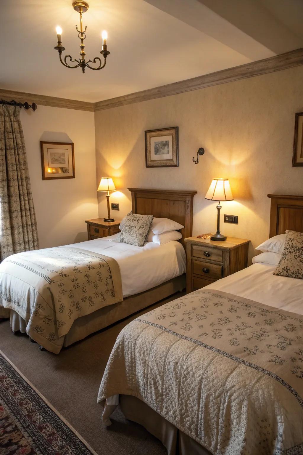 Feature lighting creates a warm and cozy vibe in the area.