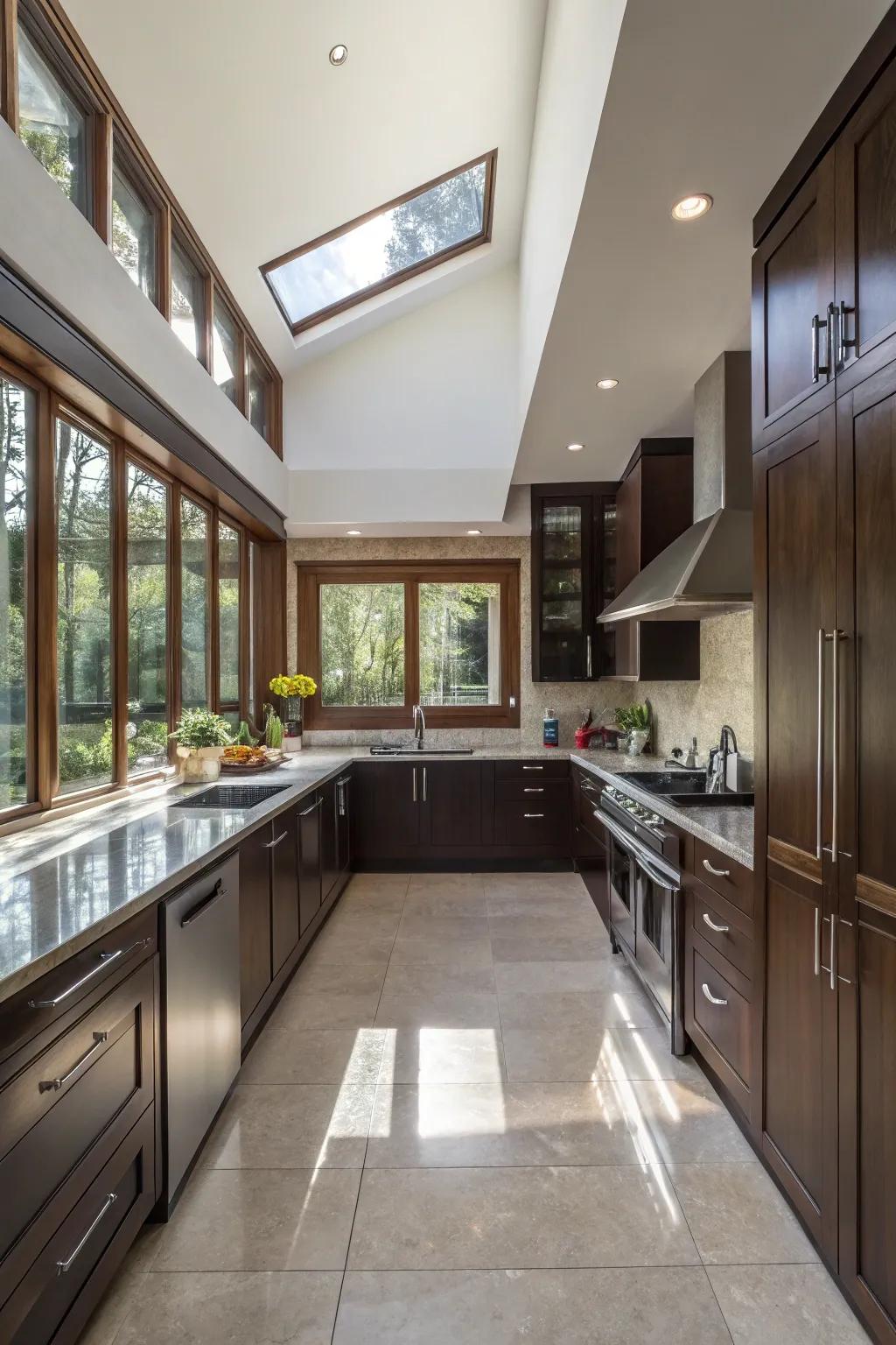Dark cabinets introduce a sense of elegance to your kitchen.