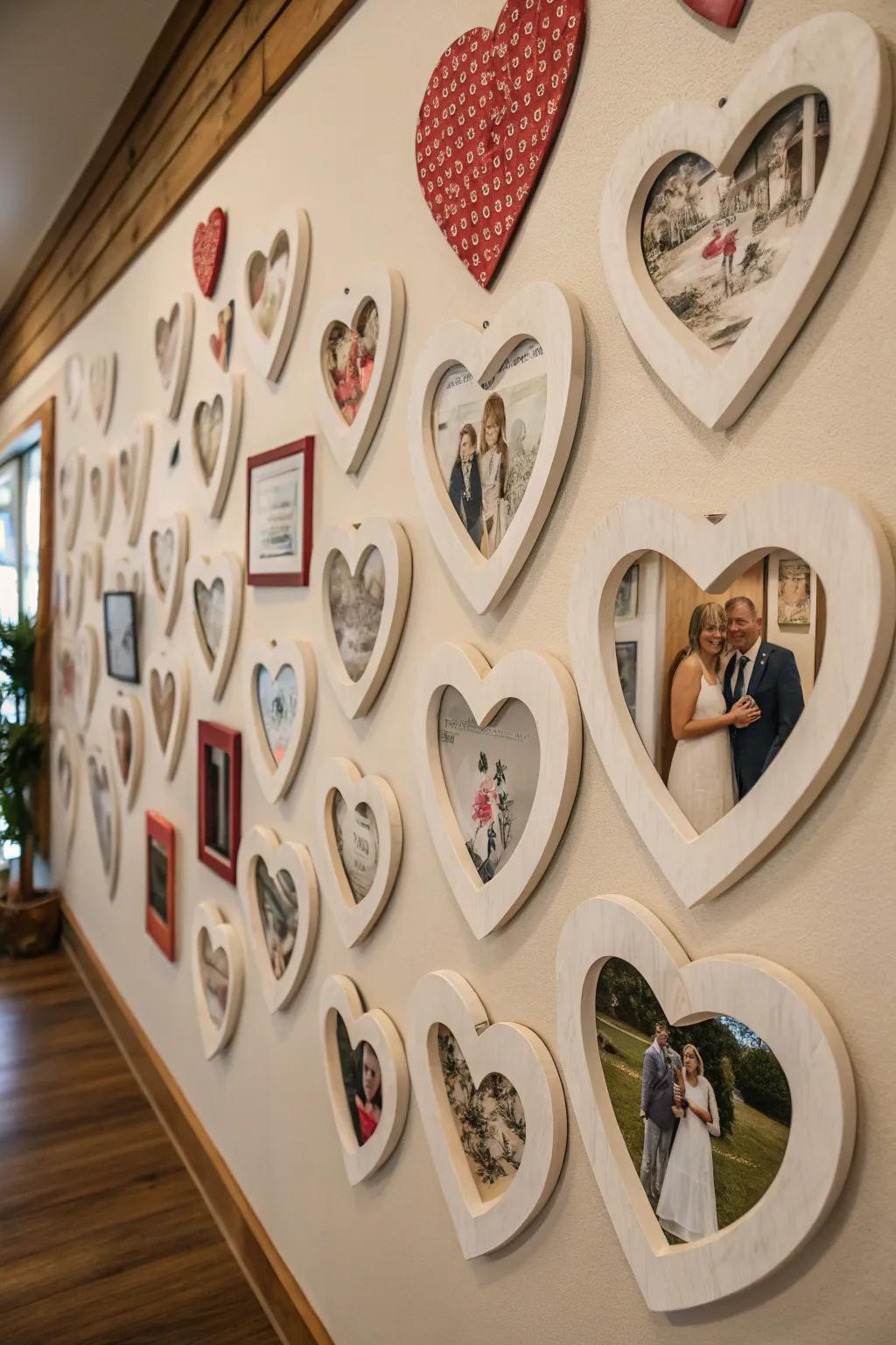 Celebrate your love story with a display of heart-shaped image casings.