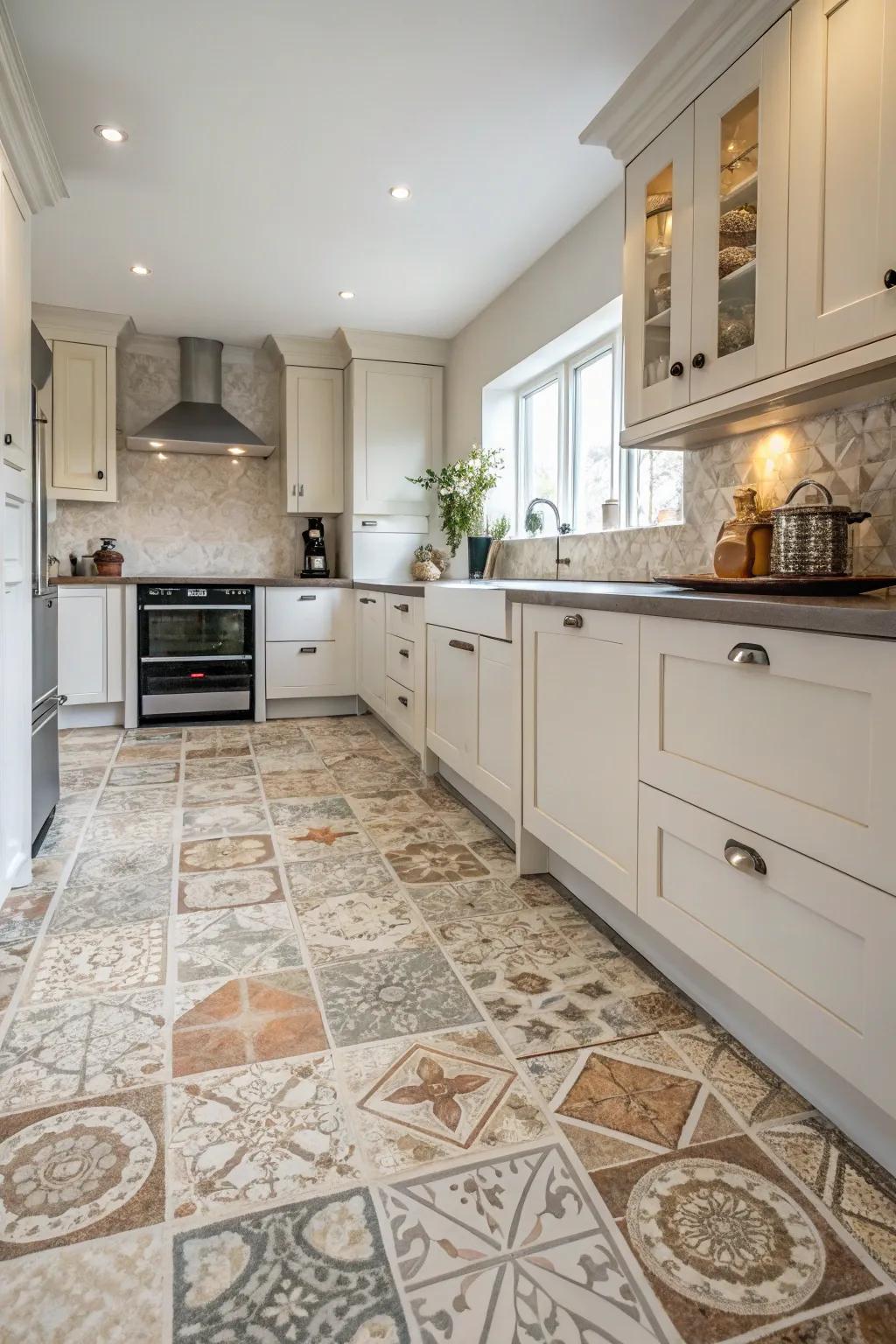 Experiment with dimension for a unique synthetic ground covering design.