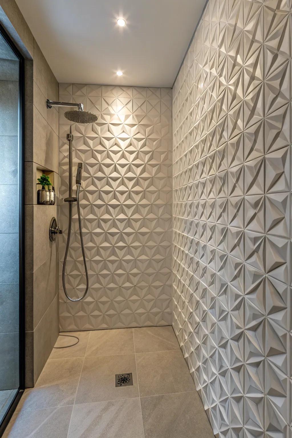 Artistic squares add depth and artistic flair to your shower.