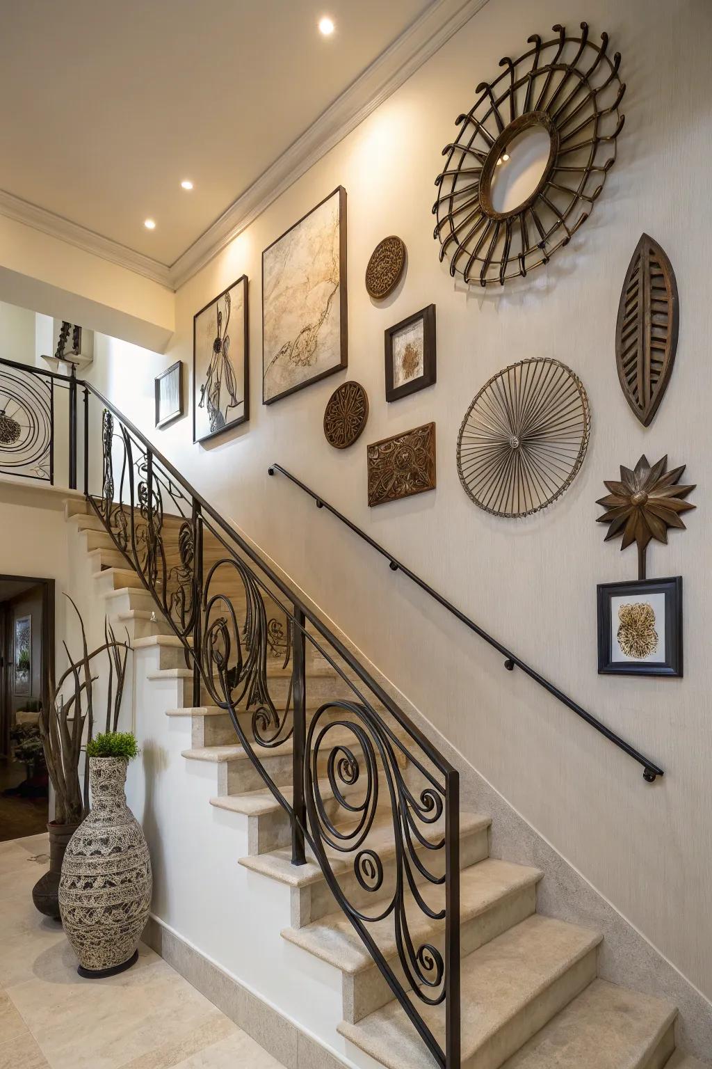 Metallic elements can inject a modern vibe to your staircase.
