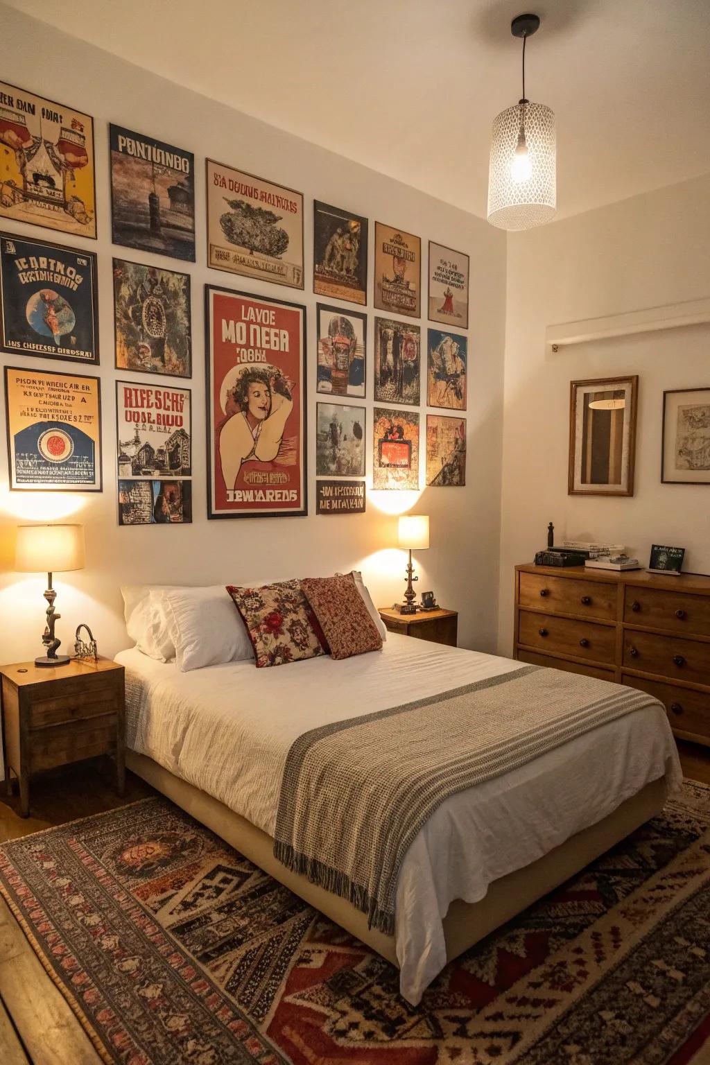 Old art adds classic charm to your bedroom.