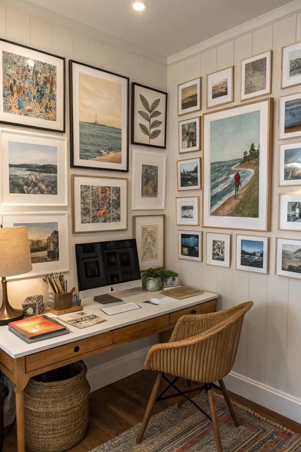 Layered artwork evokes an expert gallery vibe.