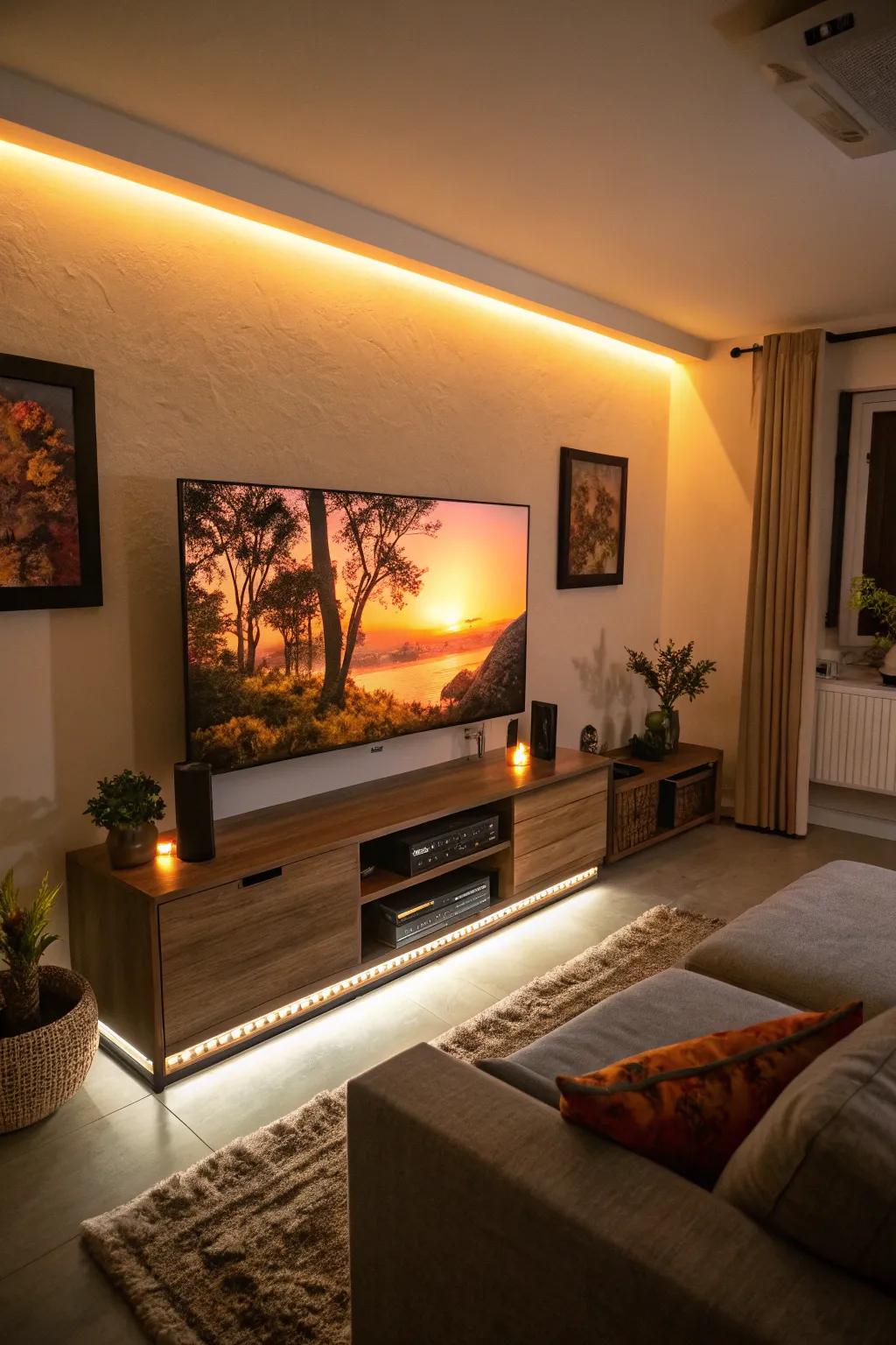 Environmental illumination can establish the perfect mood surrounding your TV.