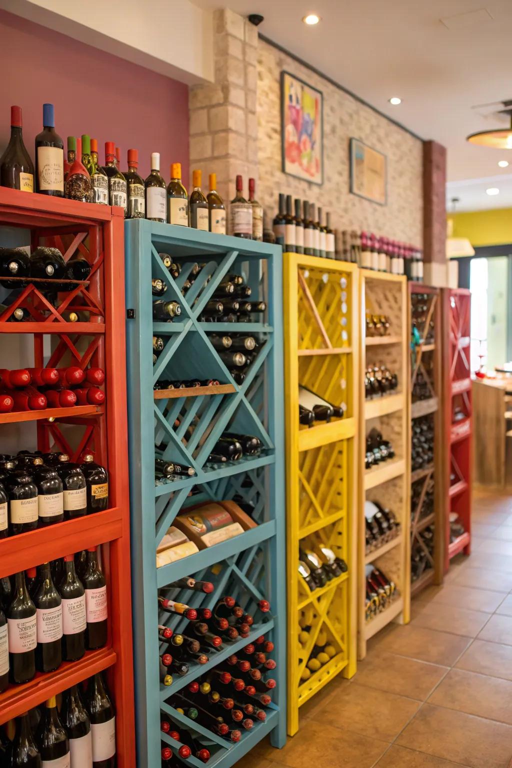 Mix and match for an eclectic bottle display.