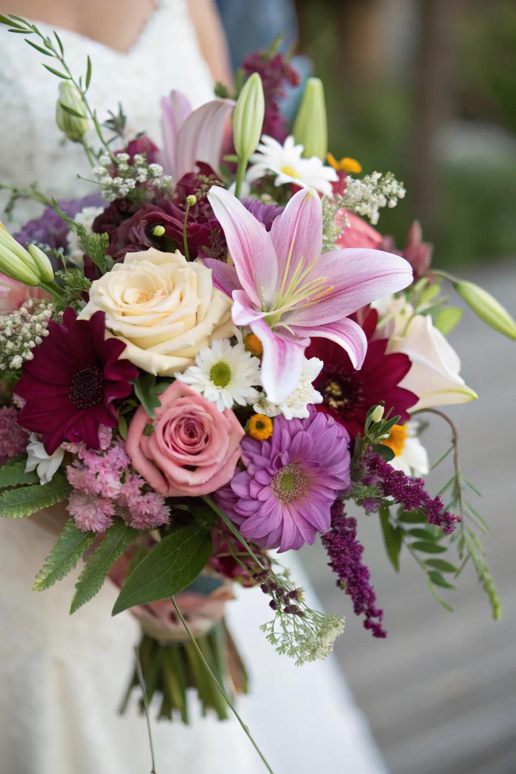 A personalized bouquet featuring a mix of different flowers and colors.