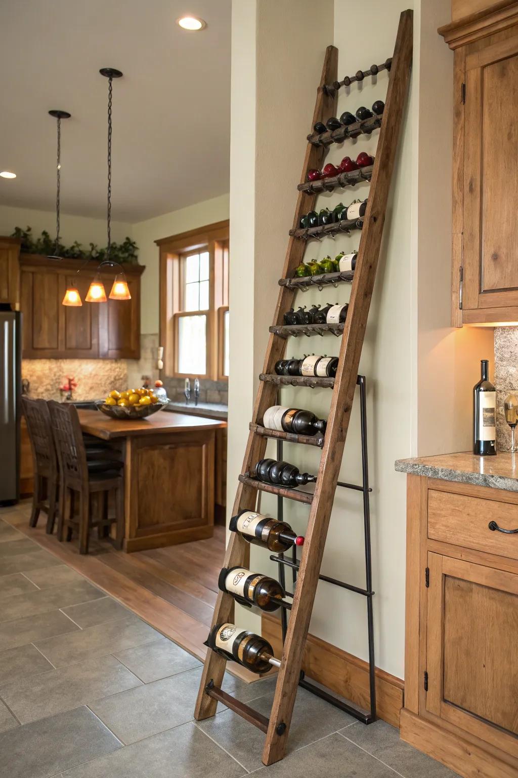 A ladder display introduces height and sensation to wine preservation.