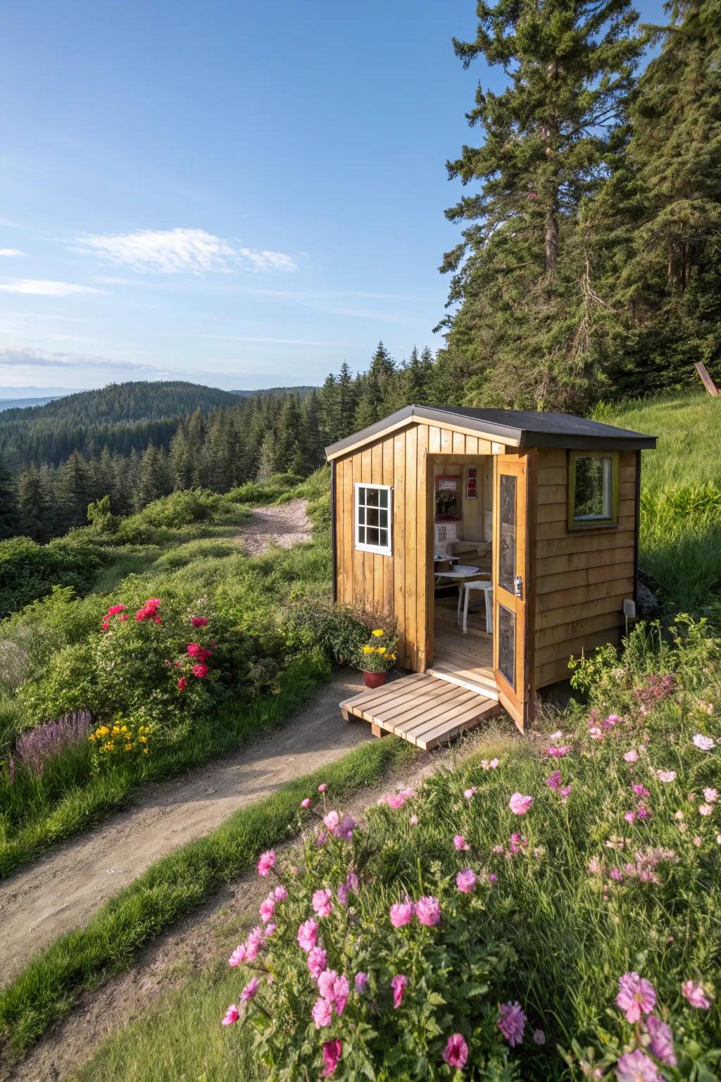A versatile and easily relocated portable writing shed.