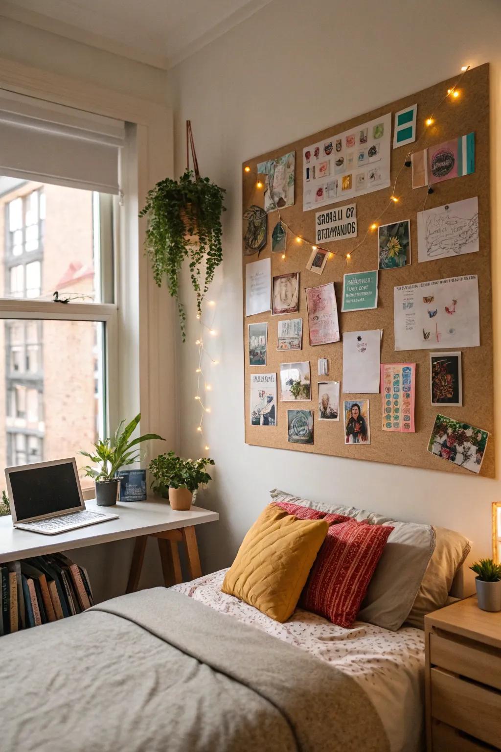 A reminder board keeps your aspirations and recollections nearby.