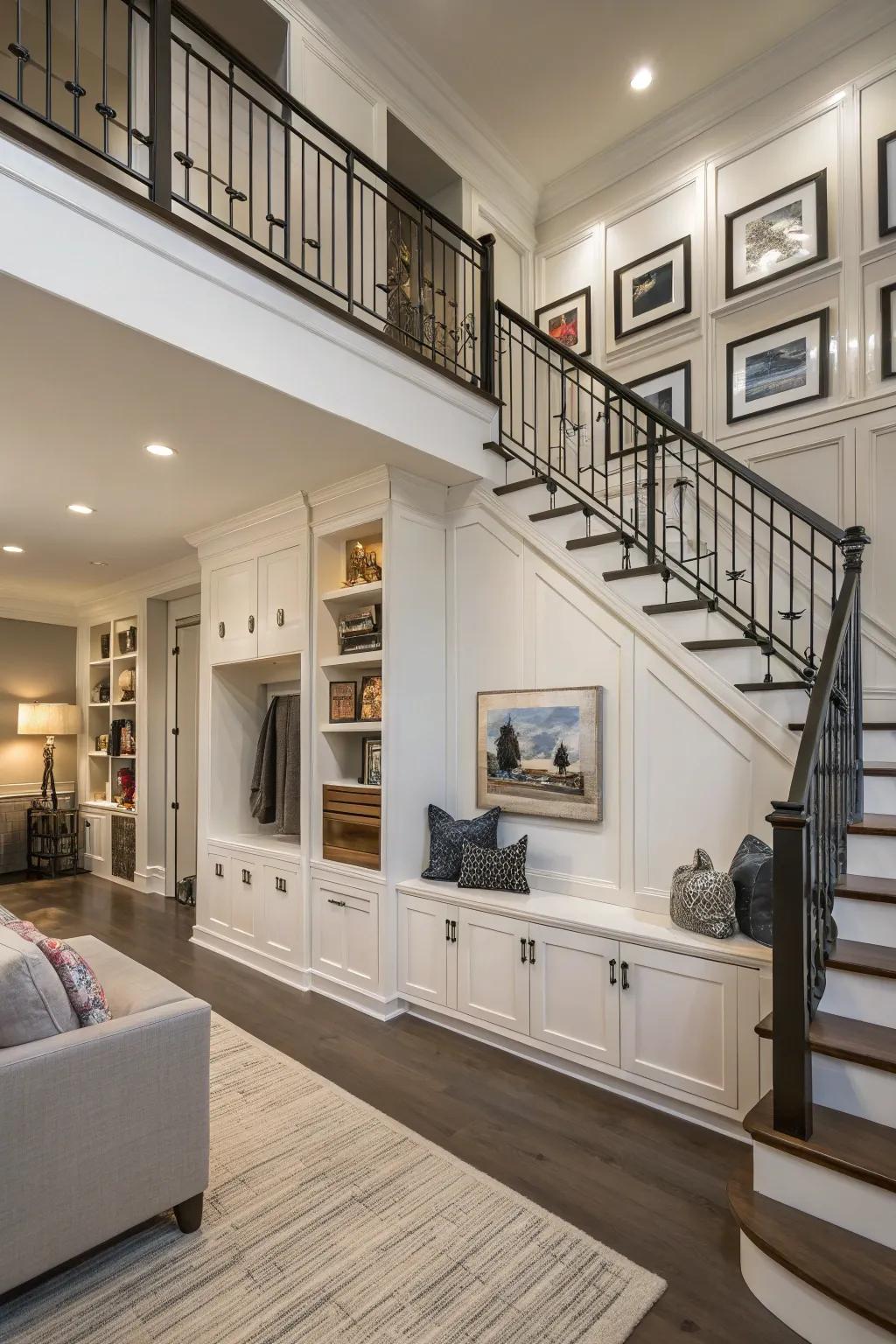 Creative stowage concepts keep the entryway organized and stylish.