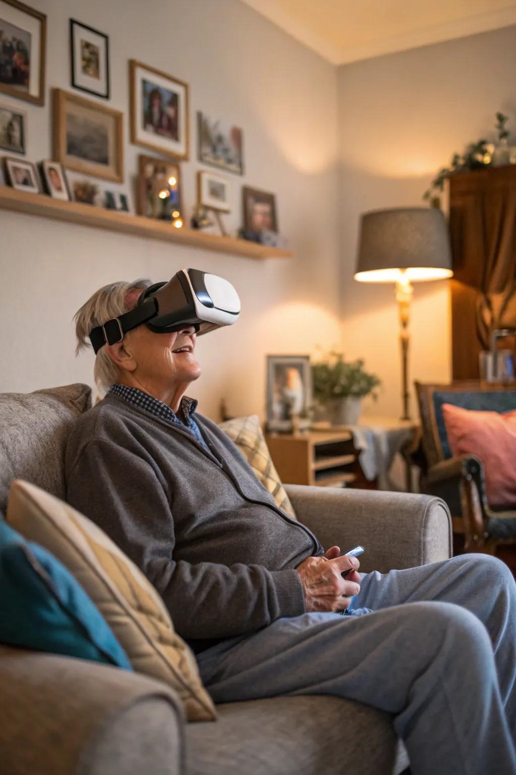 A virtual reality adventure brings amusement and novelty to the celebration.