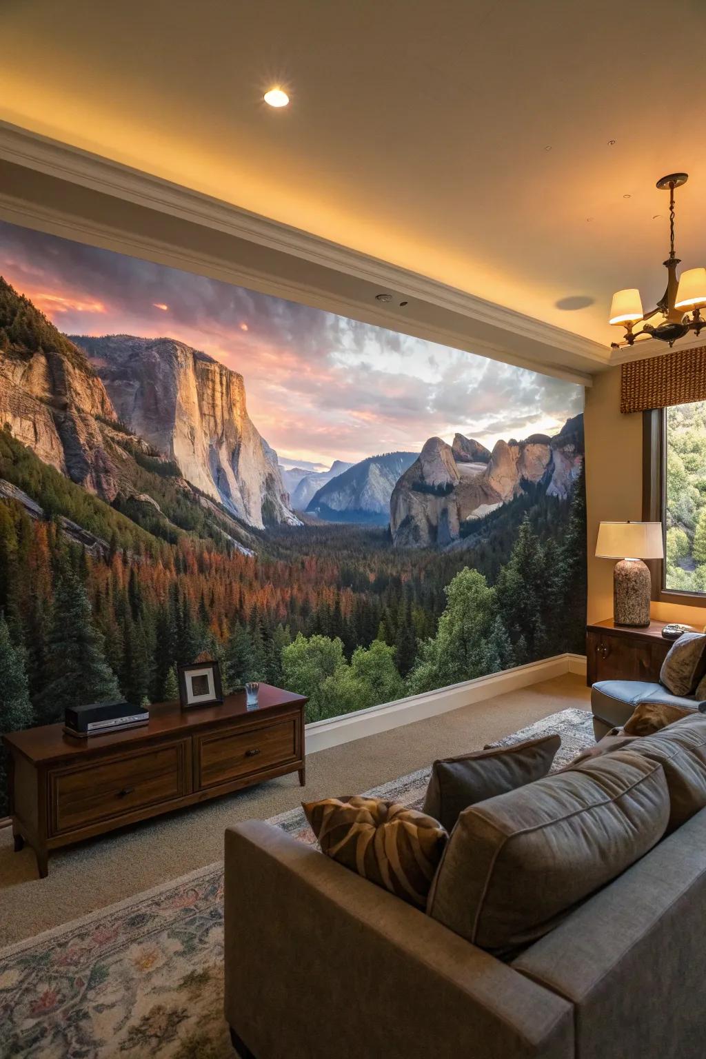 Create grandeur with majestic mountains murals.