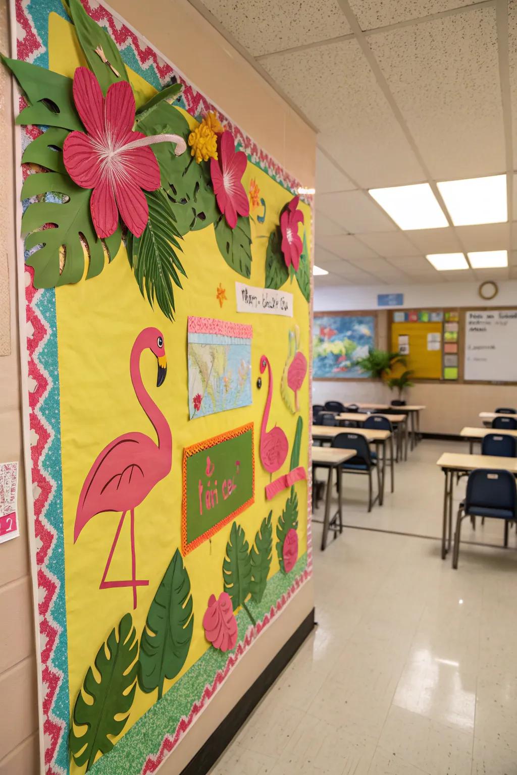 Flamingo-inspired board overflowing with positivity.