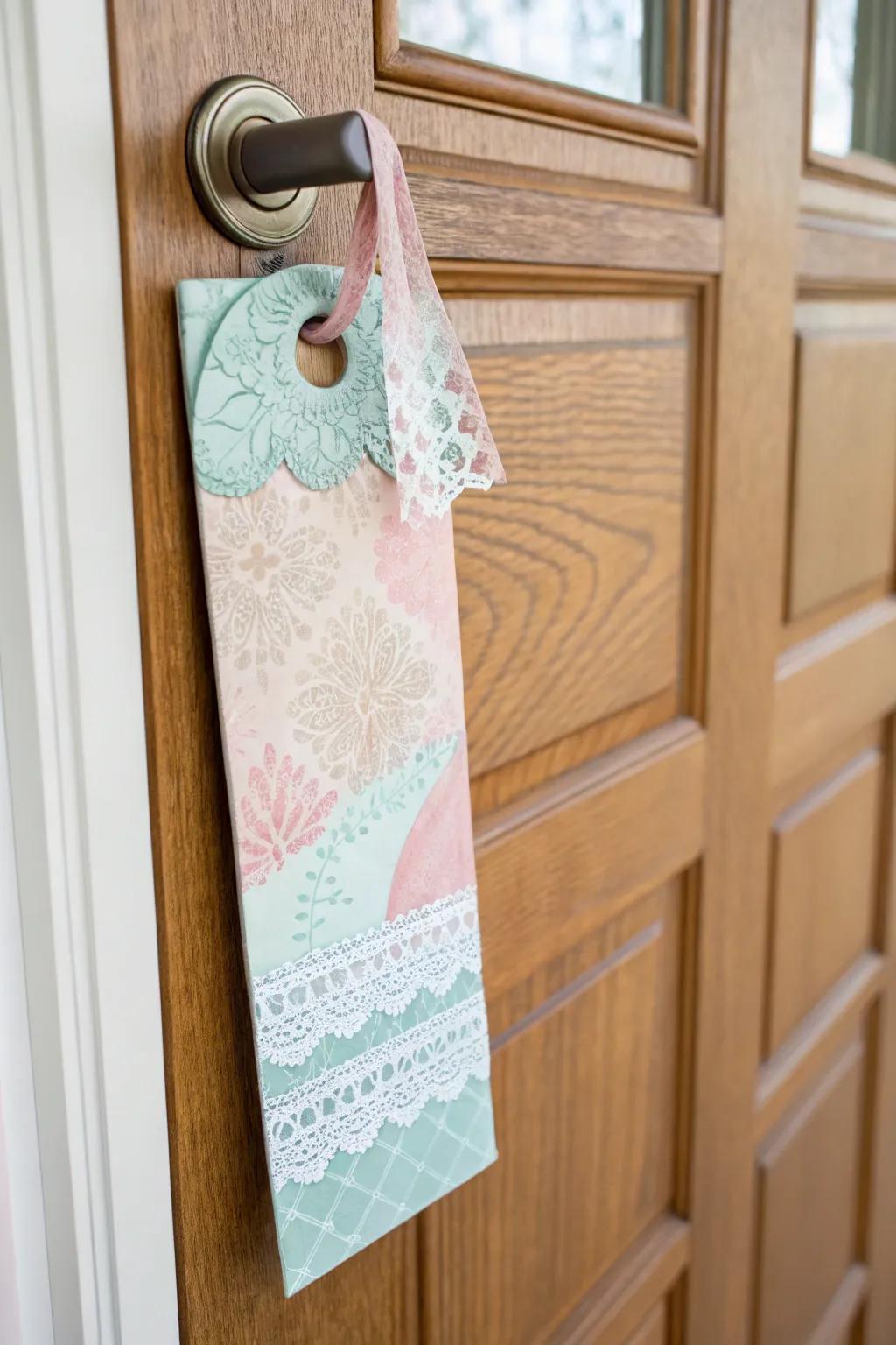 A soothing watercolor-themed door hanger with a calming effect.