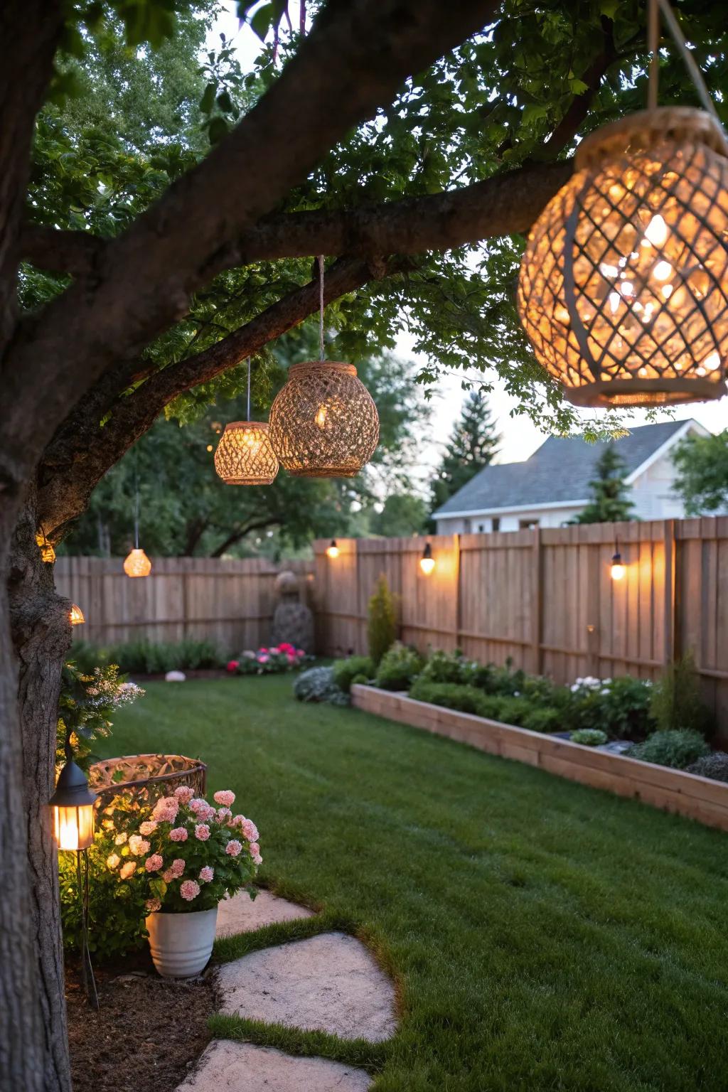 Wicker beacons contribute composition and warmth to your outdoor decor.