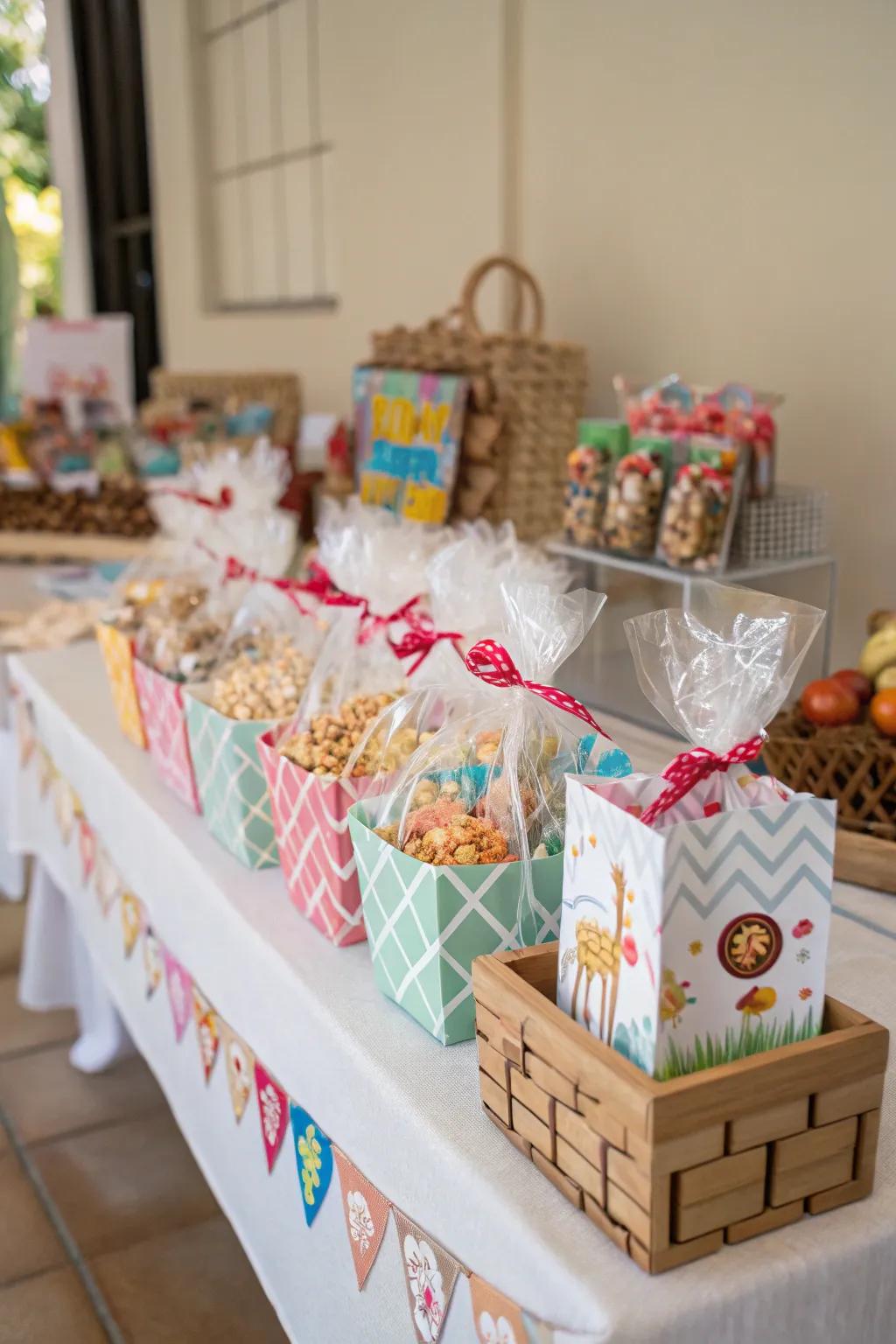 Thoughtful themed party takeaways for guests to take home.