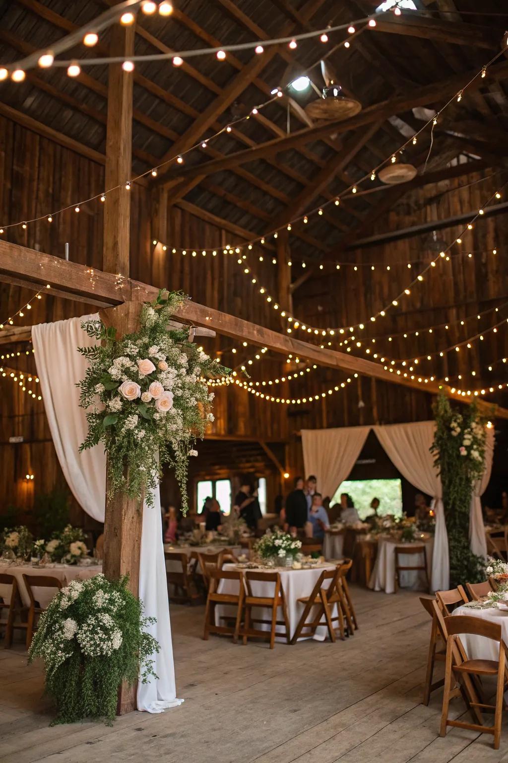 Rustic barns creating memorable event spaces.