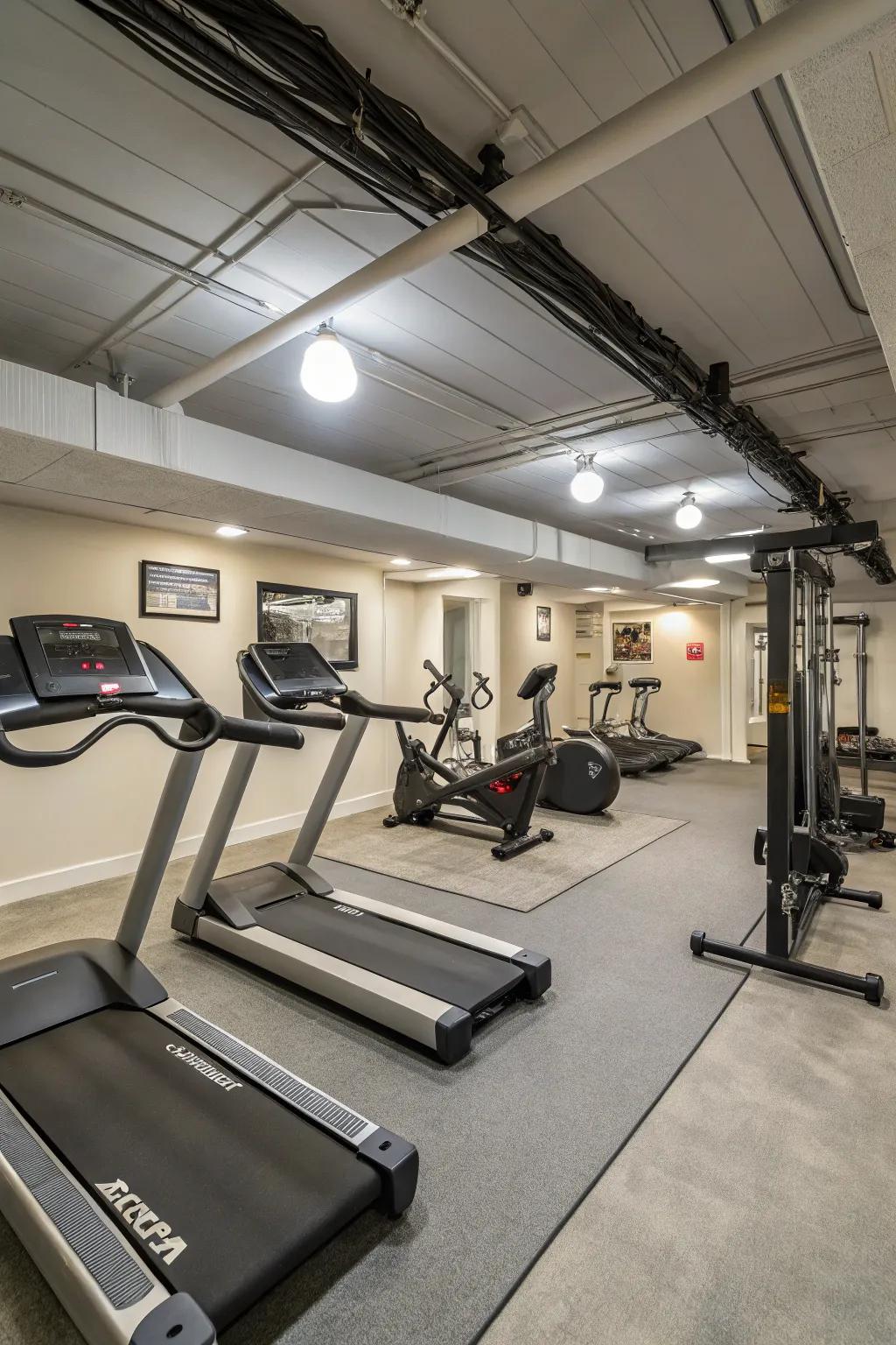 Low-profile gear is suited for basements that have minimal ceiling space.