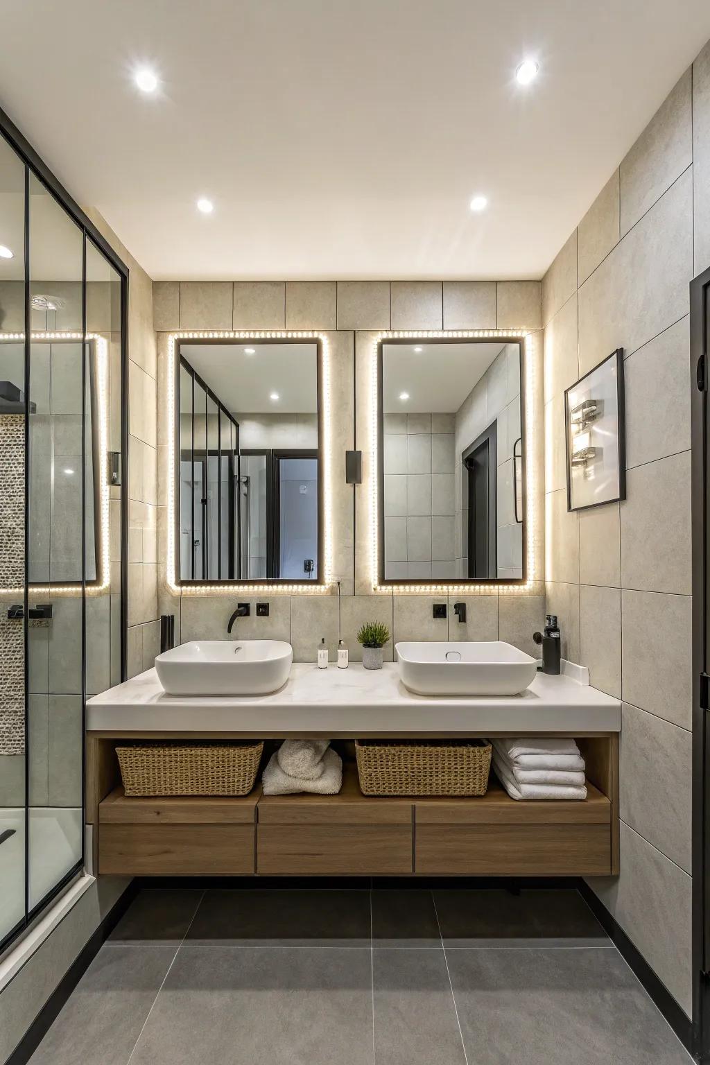 Reflectors expand the perceived space in your bathroom.