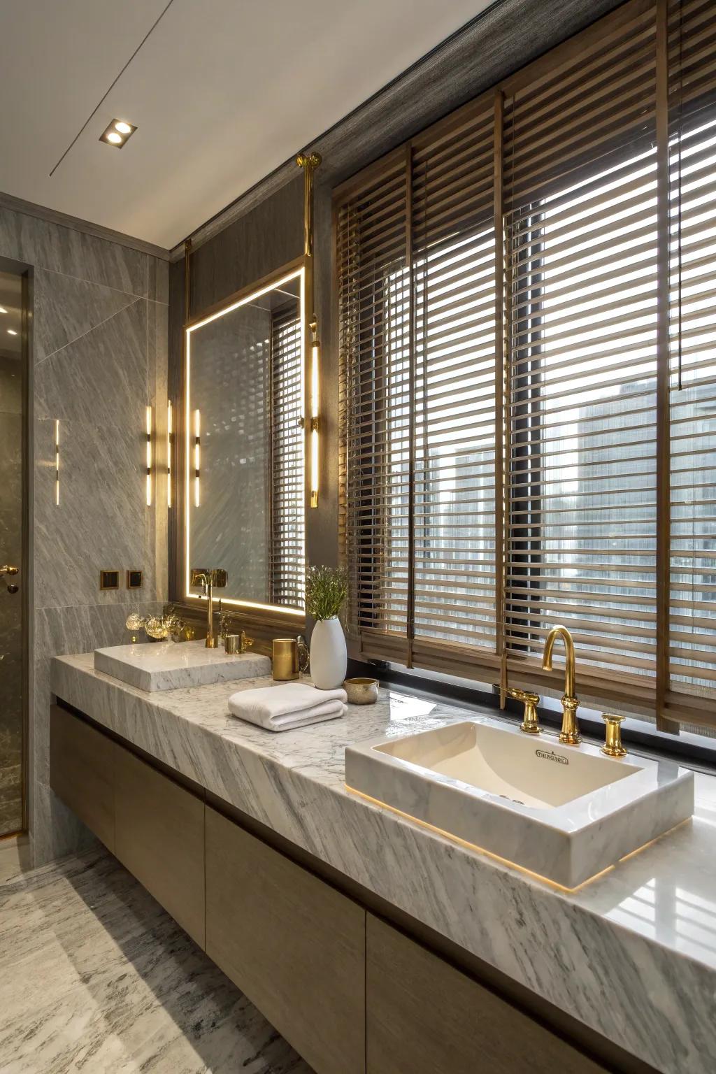 Glamorous gleam: Metal coverings elevate your bathroom's style.