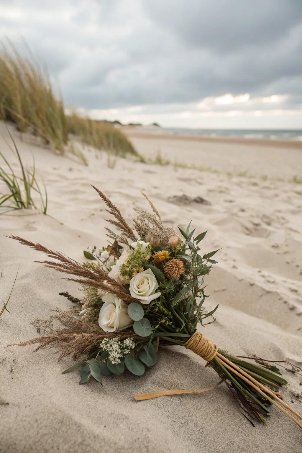 Earth's embrace, an earthy bouquet that blooms in harmony with the beach.