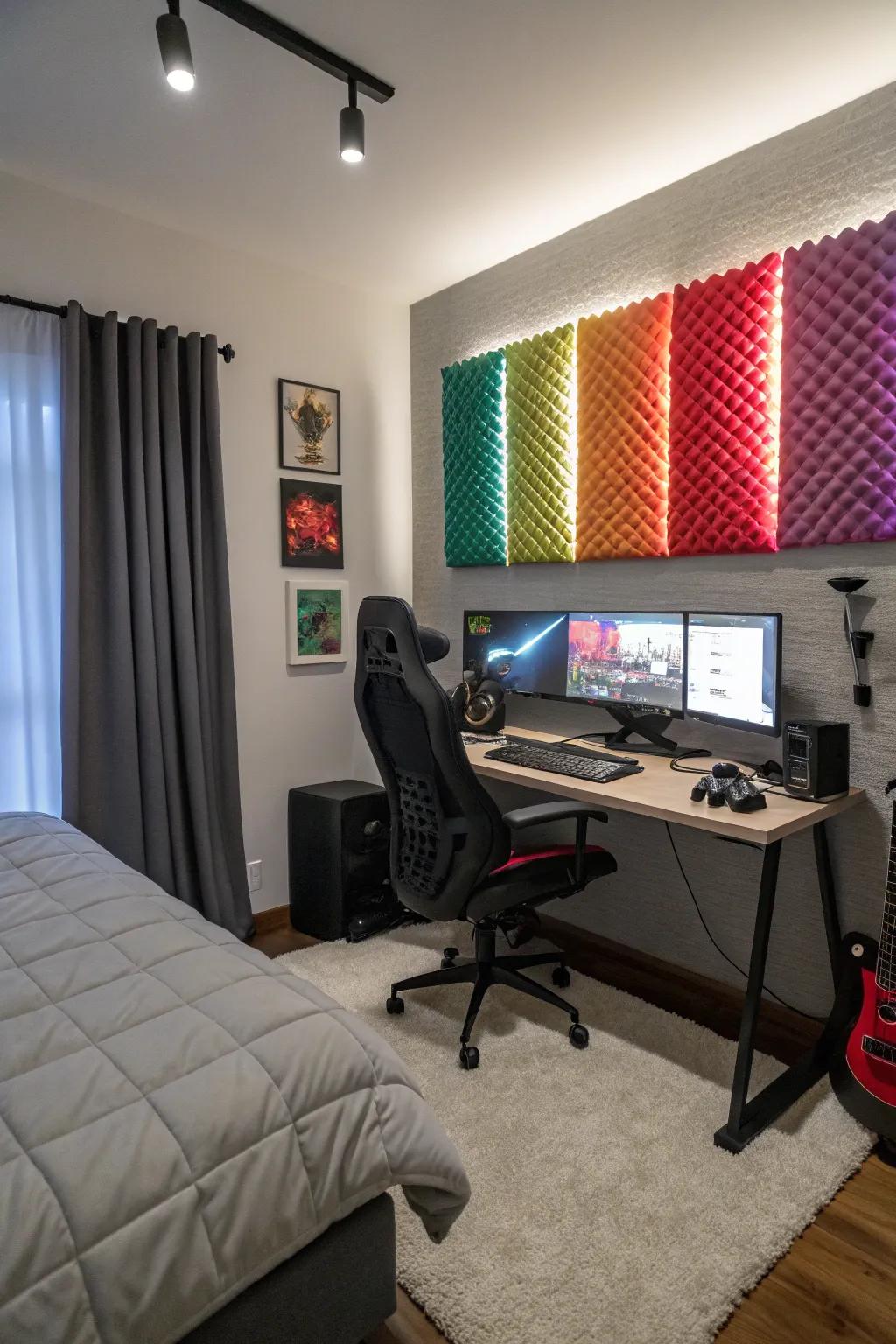 Acoustic boards enhance sound quality for gaming.