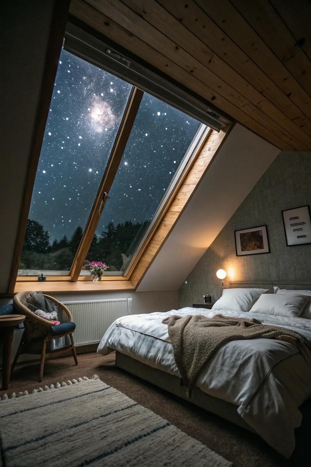 Top windows bring the magic of the night sky into your bedroom.