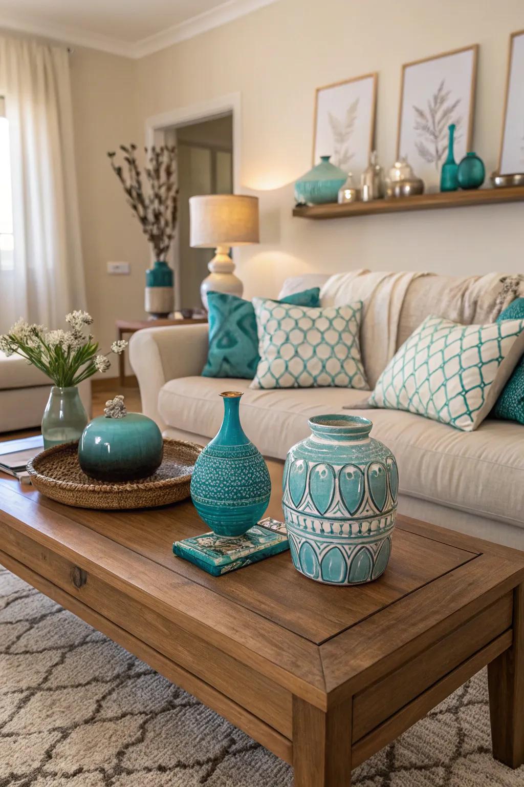 The use of teal adds a refreshing pop.