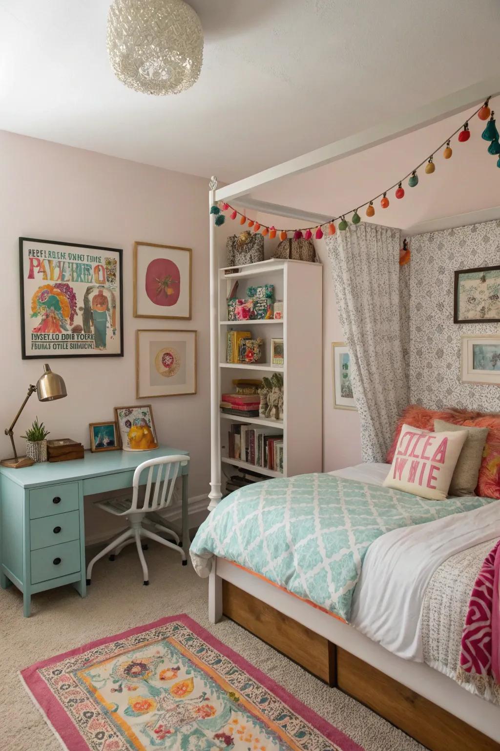 Diverse decor that brings a unique and personalized detail to the room.