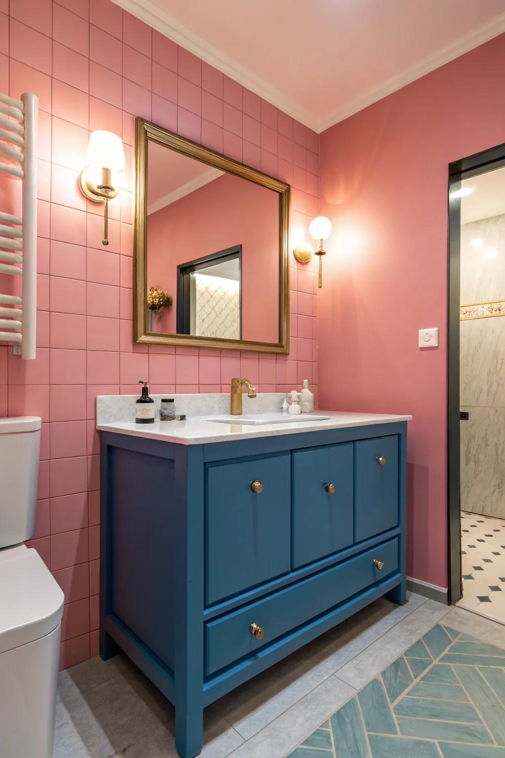 Unforeseen hue duos channel a revitalized and lively twist into a blue vanity.