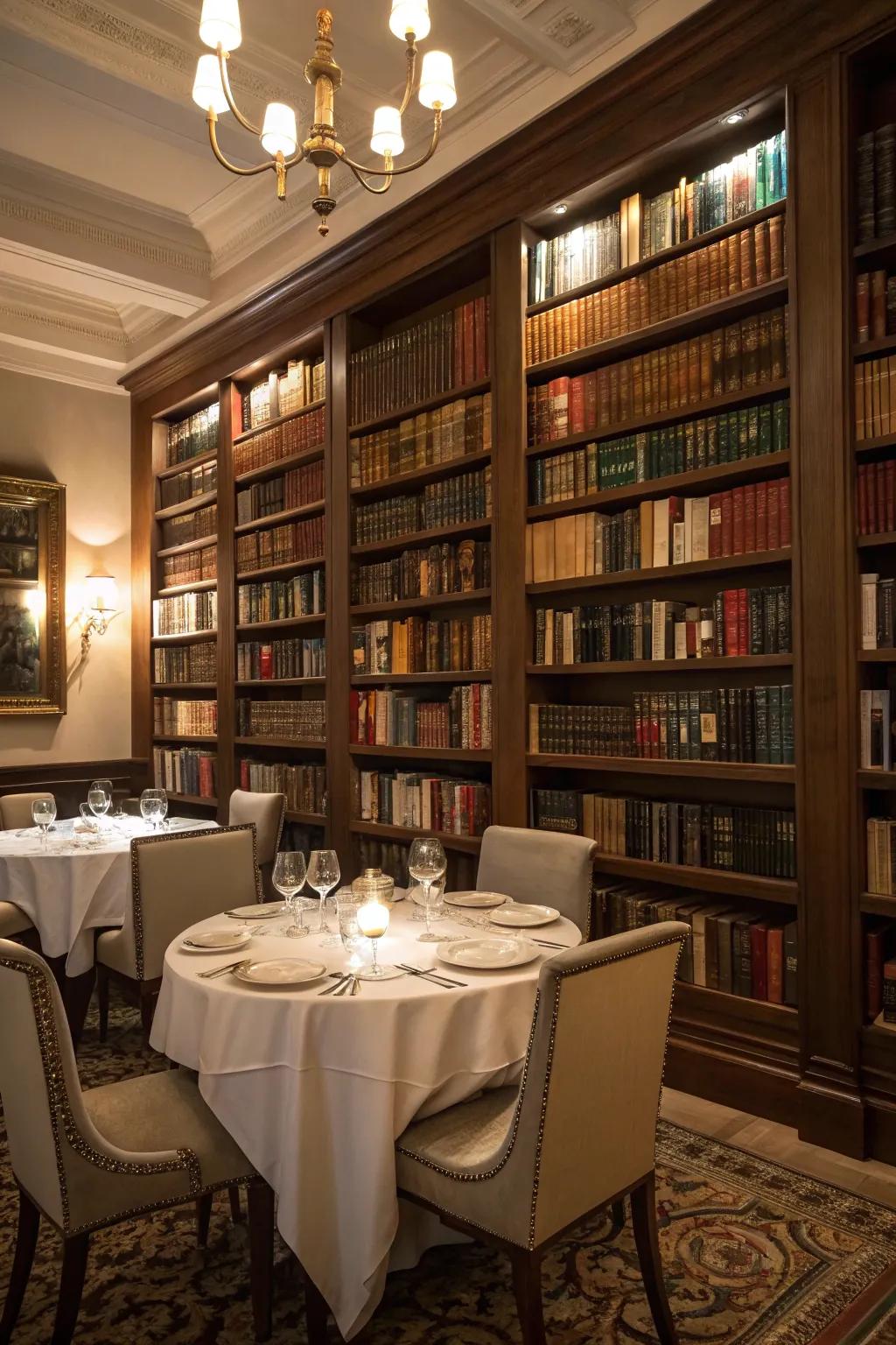 Floor-to-ceiling shelves make a striking wall feature.