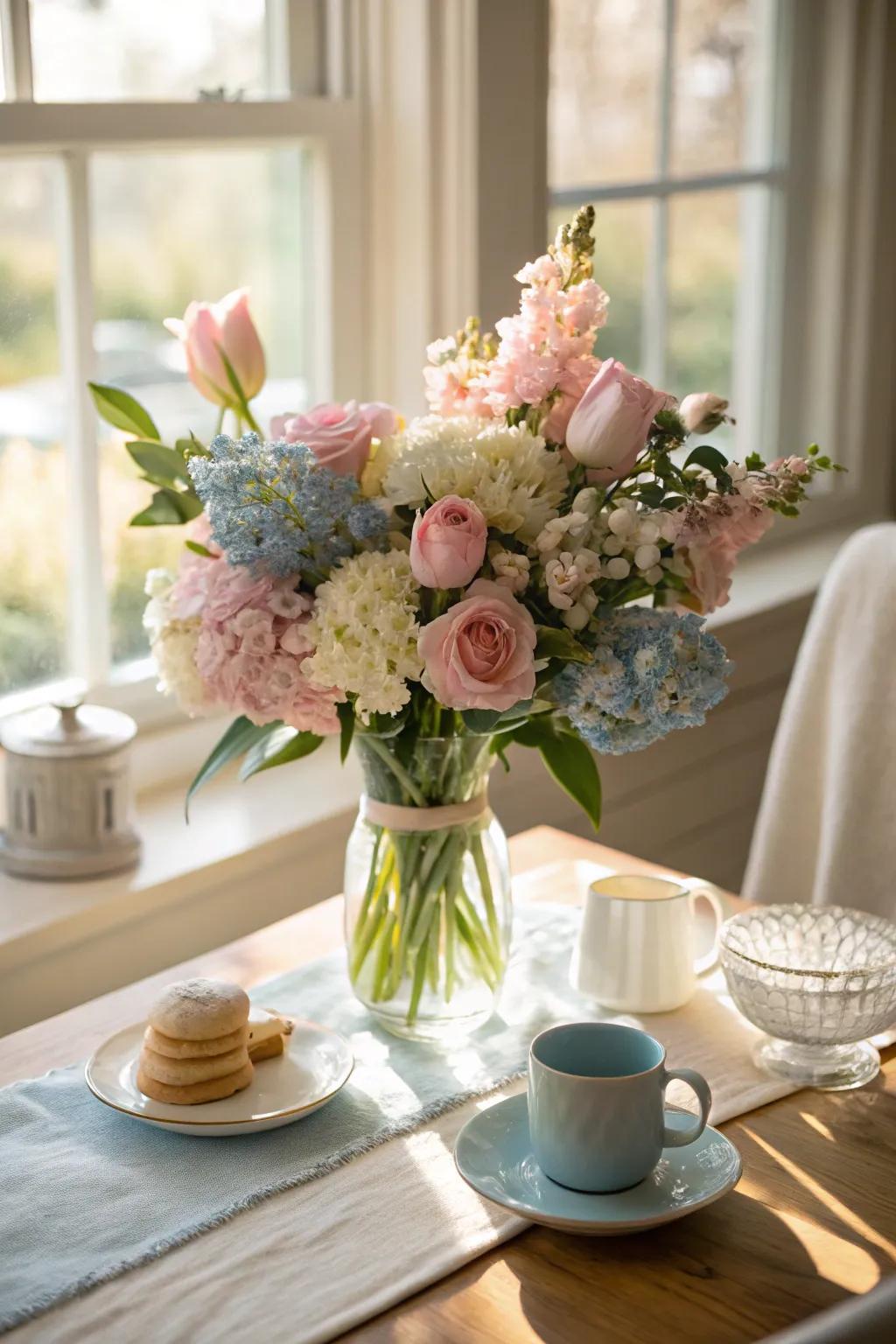 Spring arrangement honoring fresh starts.
