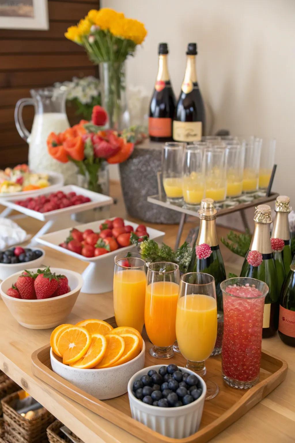 An interactive bubbly bar for a fizzy brunch finale.