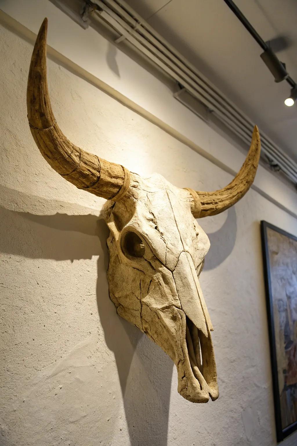 Do it yourself art project with a handmade cattle skull.