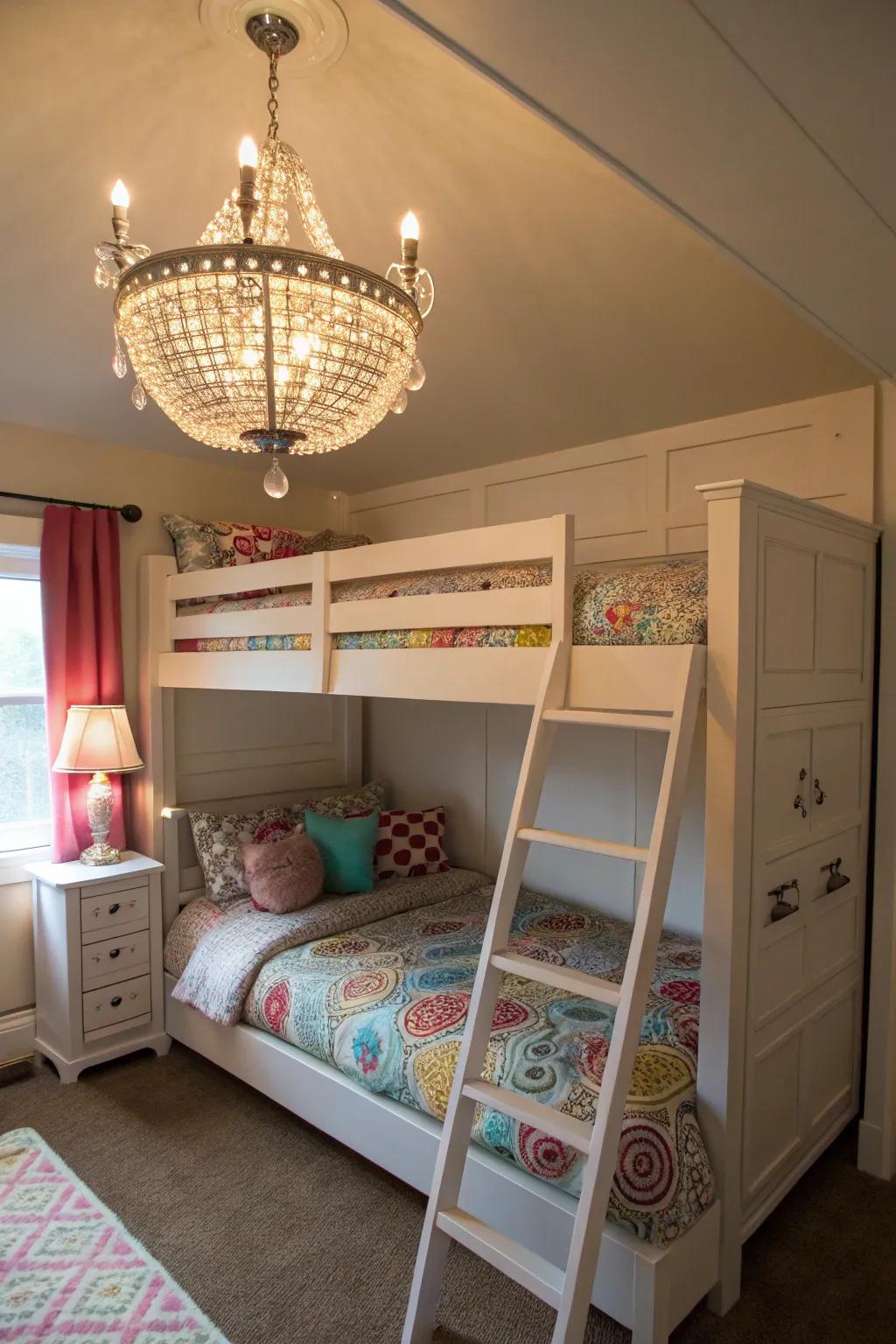 A candelabra introduces unexpected luxury.