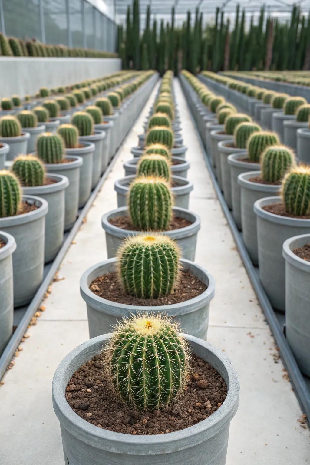 A minimalistic cactus garden featuring a clean, balanced design.
