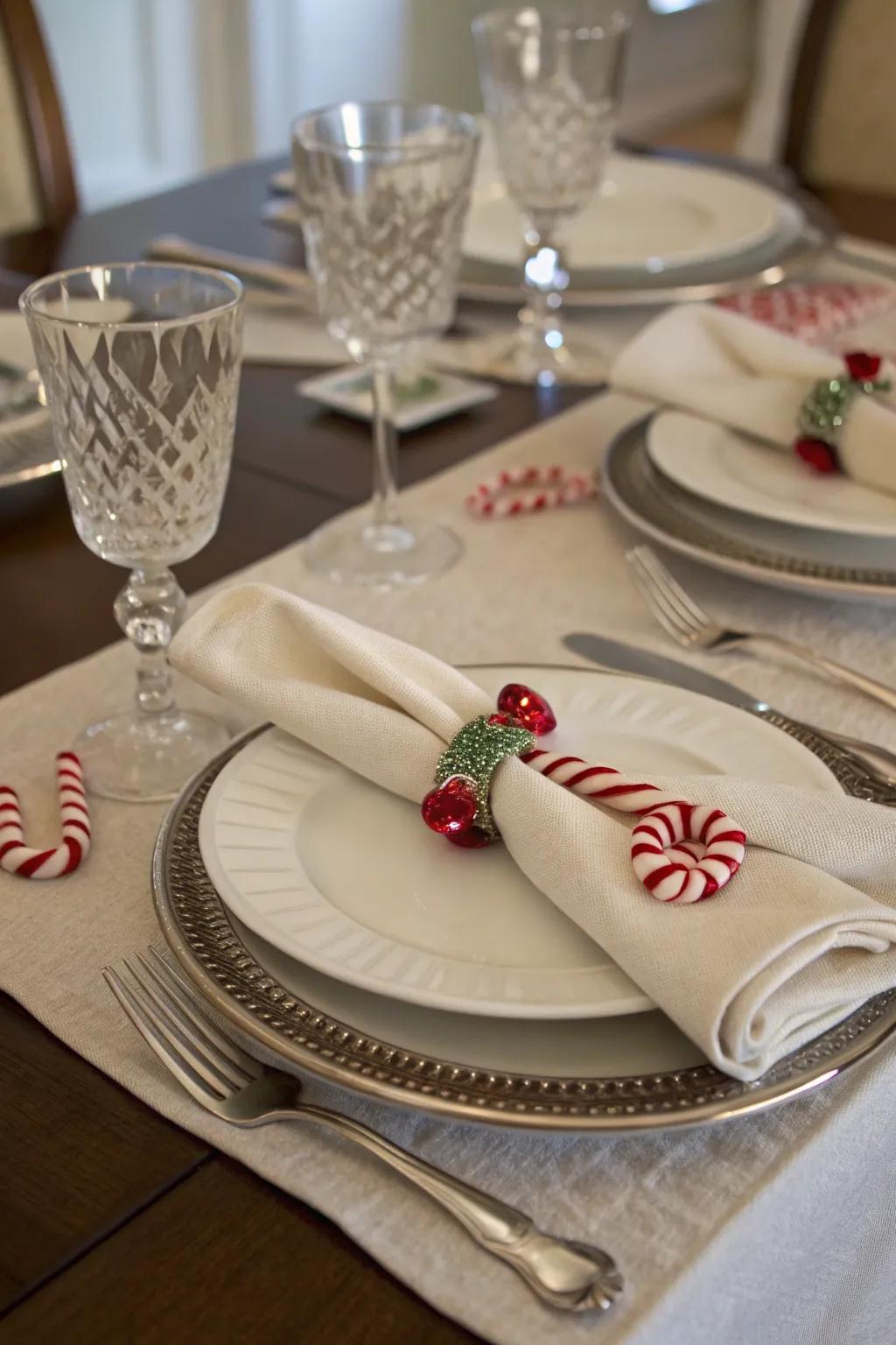Contribute a personal detail with peppermint napkin wraps.