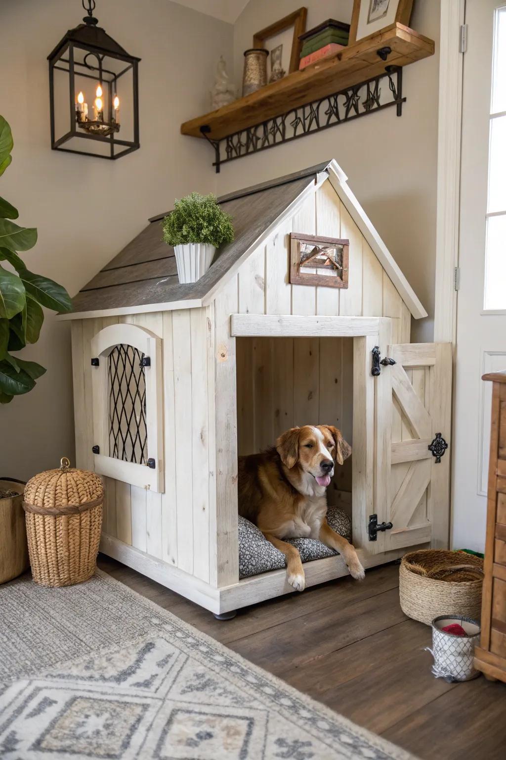 Bring country style charm into your home with this kennel design.