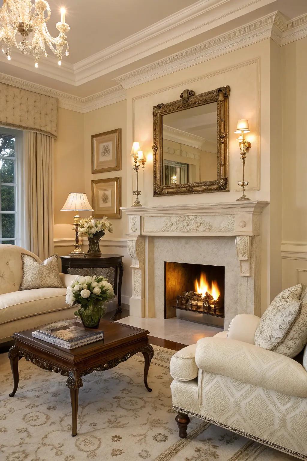 Gentle ivory furnishes elegant straightforwardness, optimal for a traditional and eternal interior.