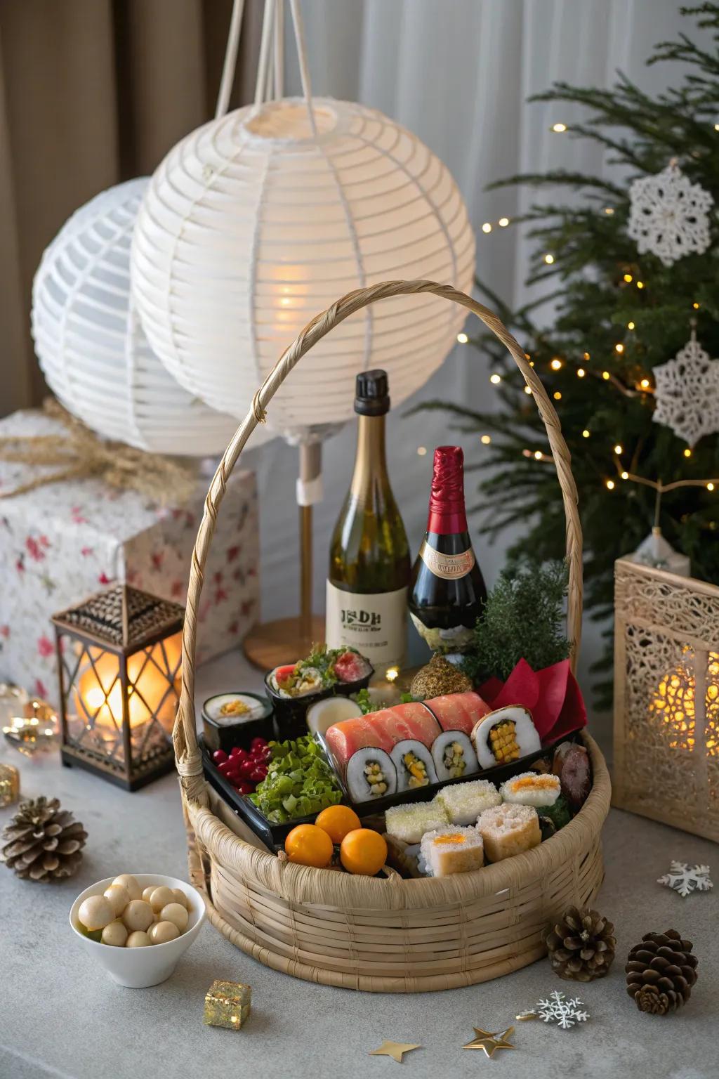 A rice wine hamper that offers an unusual festive twist.
