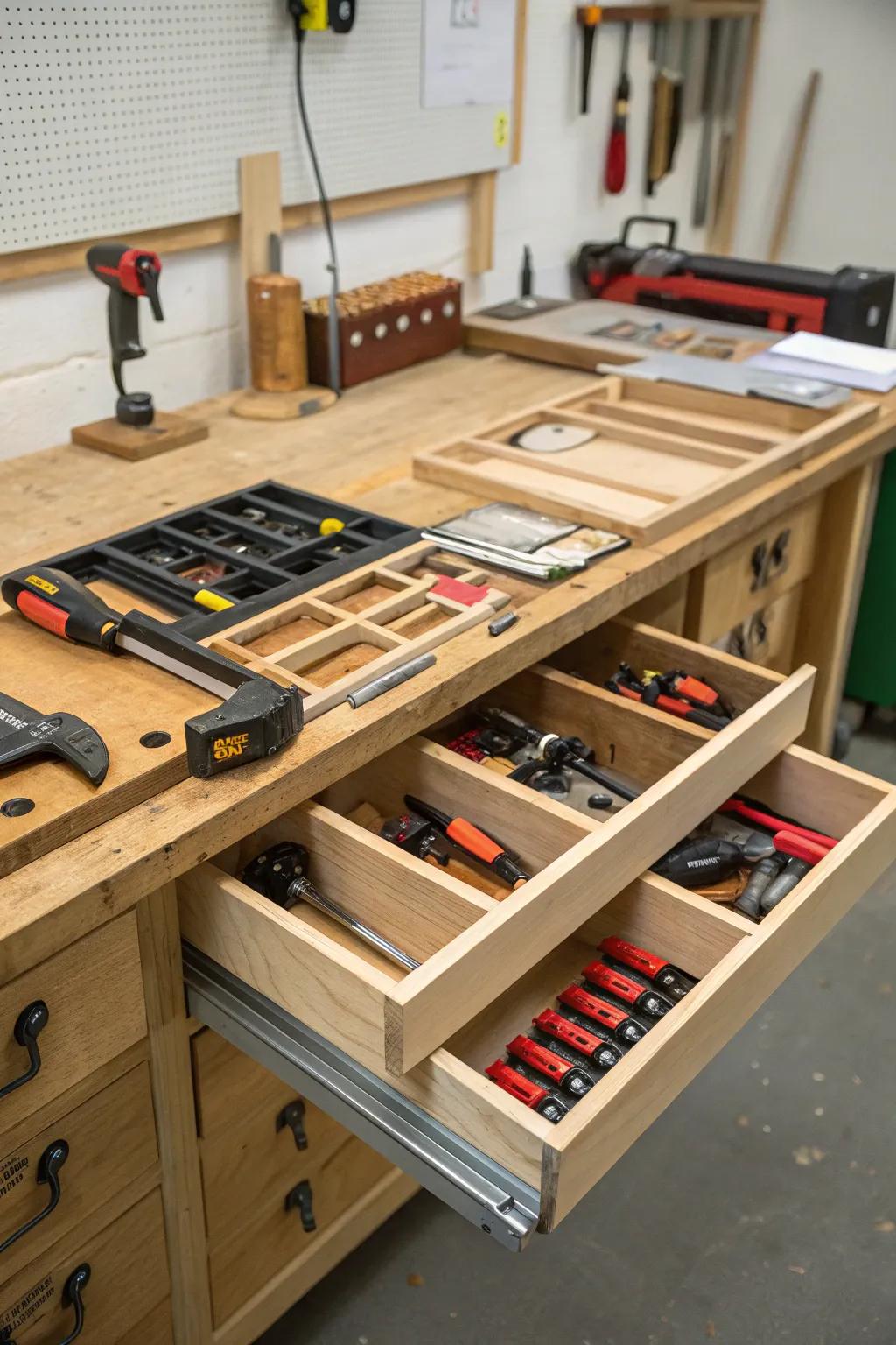 Hidden sections offer a discreet and functional arrangement solution.