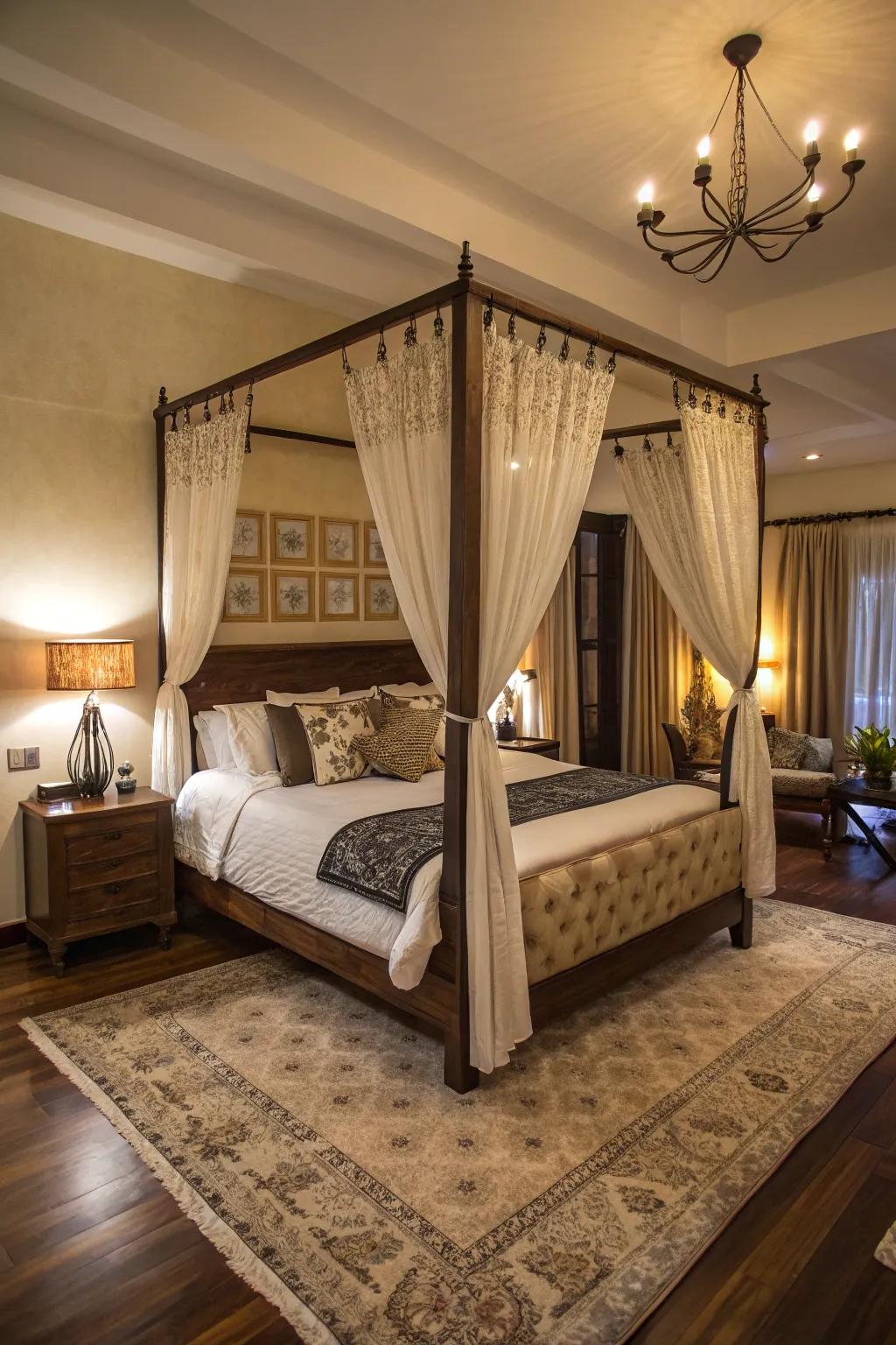 Unique decor details like a canopy bed redefine bedroom style.