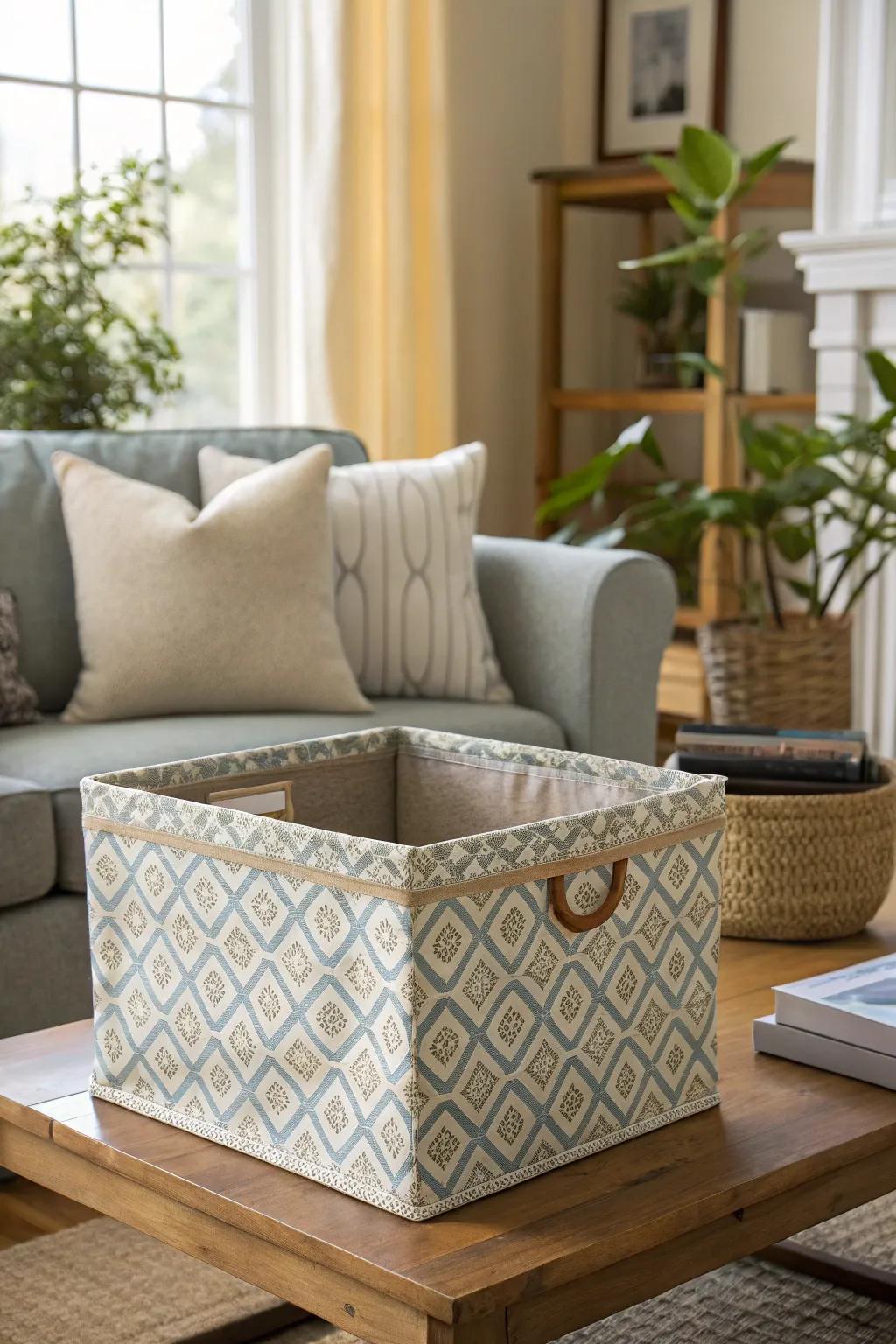 Fabric boxes combine style and function.