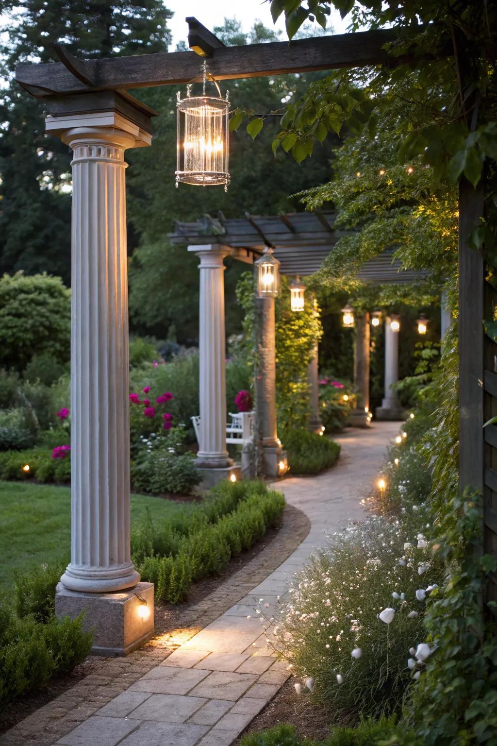 Introduce magic with floating pillar light designs.