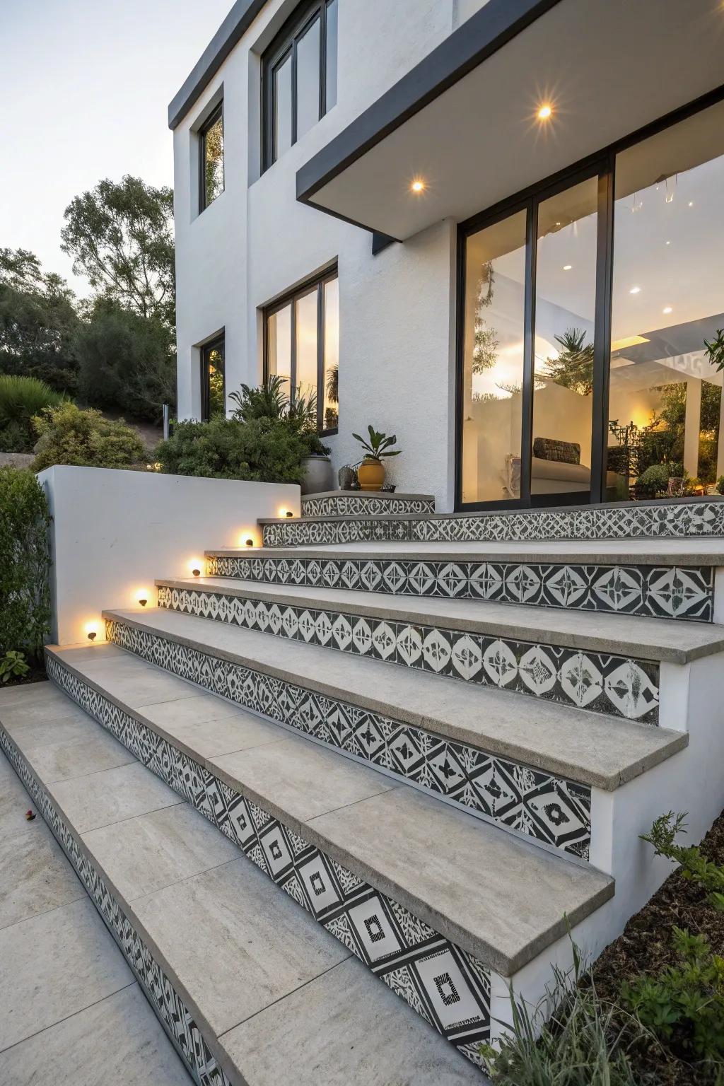Contrasting edges highlight steps.