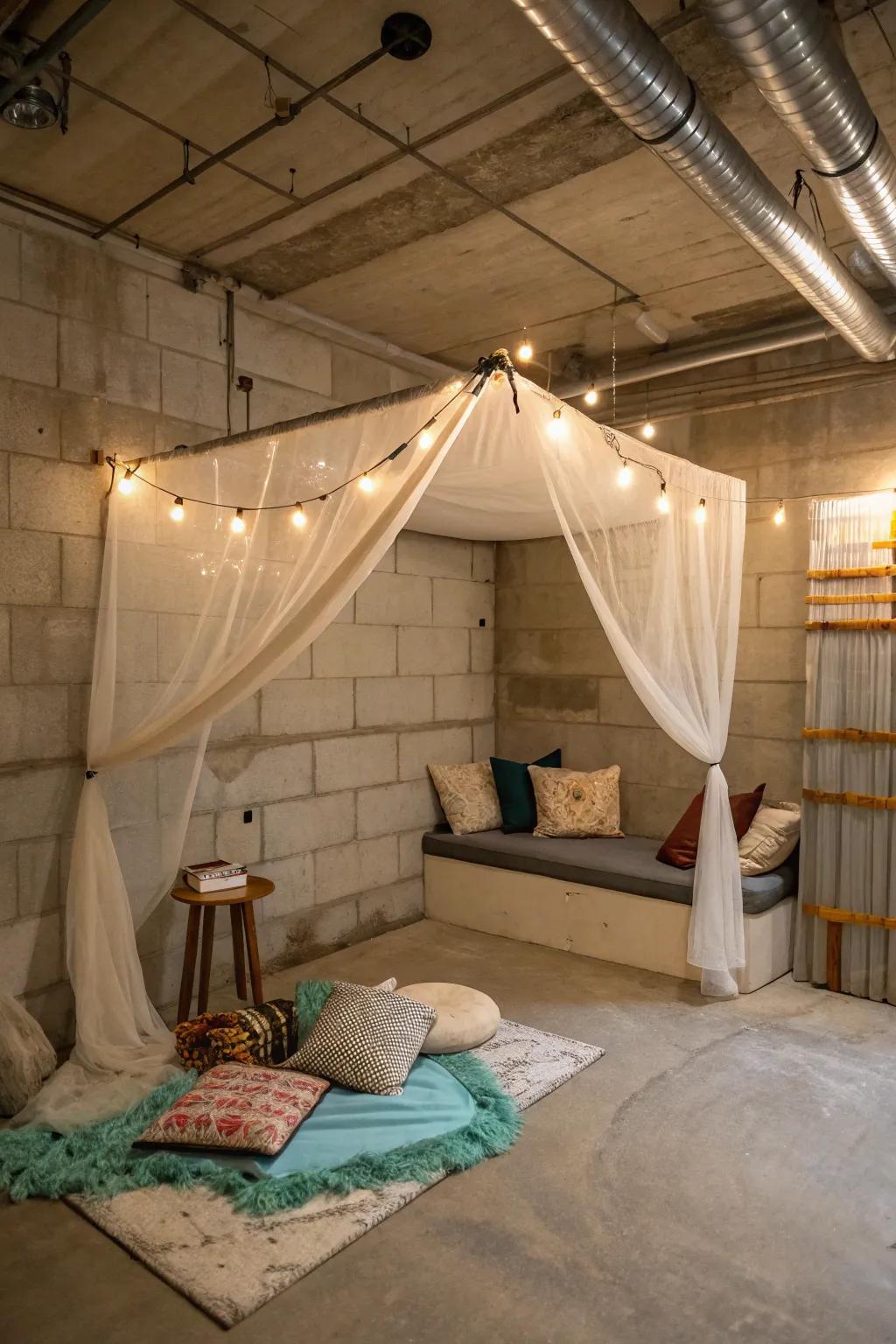 Introduce elegance and intimacy with a ceiling canopy.