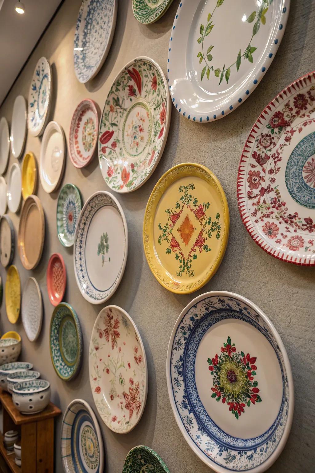 Antique dishes bring color and beauty.